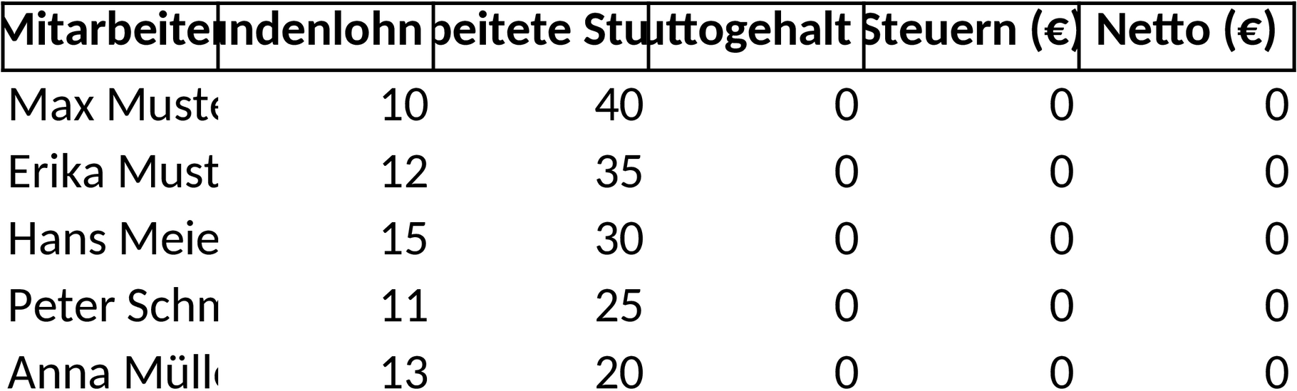 Excel-Vorlage zur Minijob-Gehaltsabrechnung