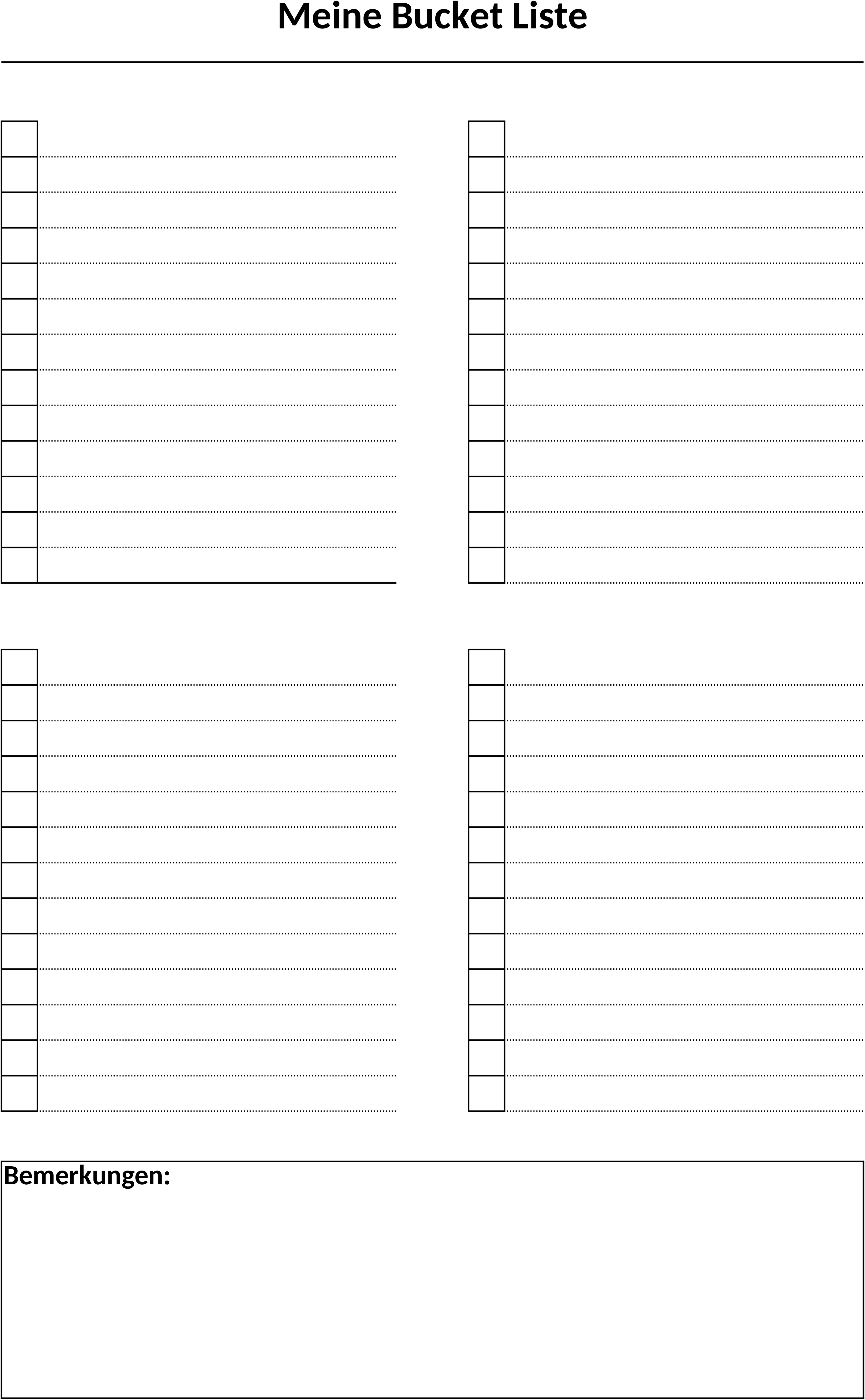 Excel-Vorlage für Persönliche Bucket Liste