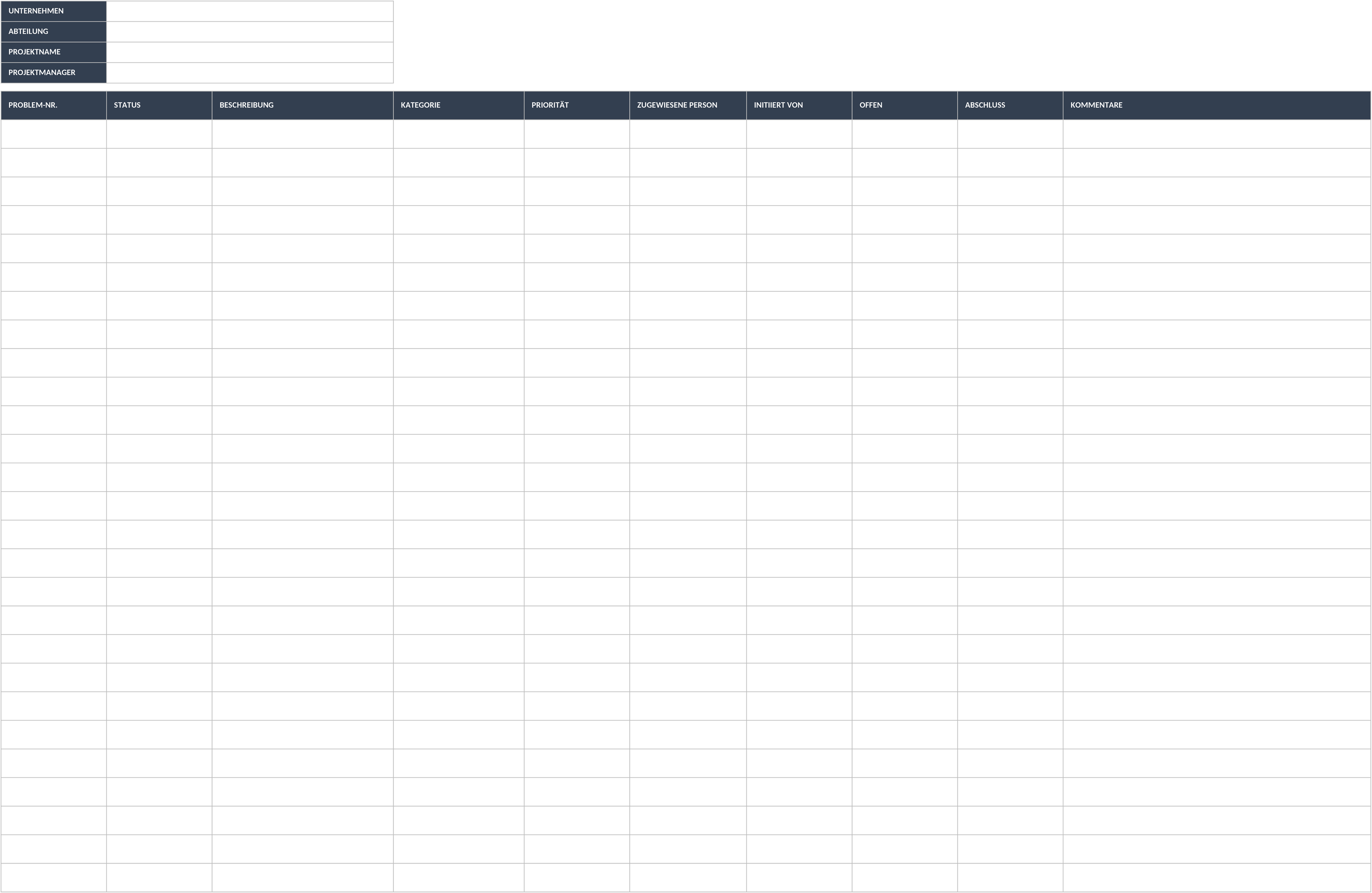 Excel-Vorlage für Projektmanagement und Aufgabenverfolgung