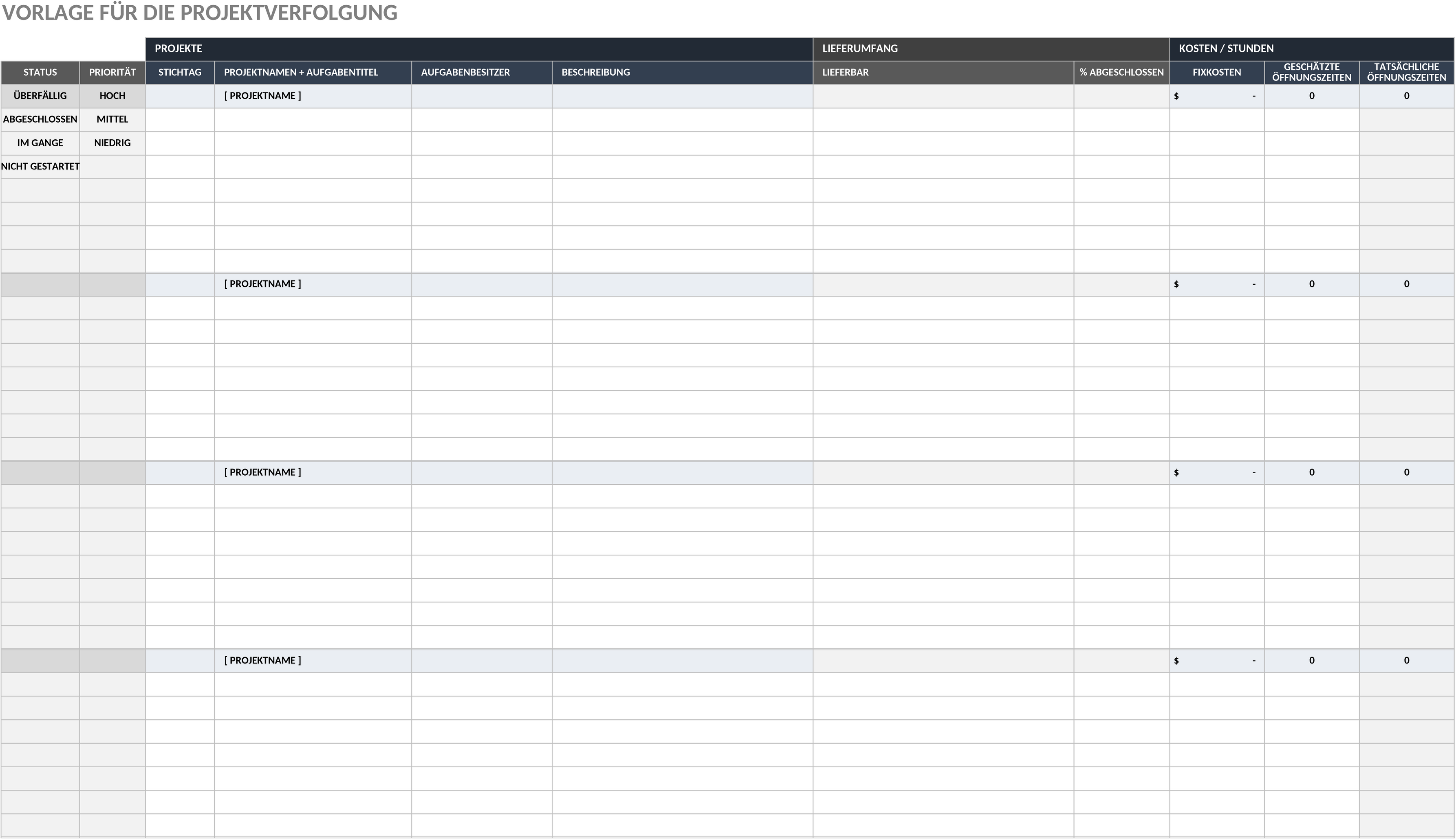 Excel-Vorlage für Projektverfolgung und Management