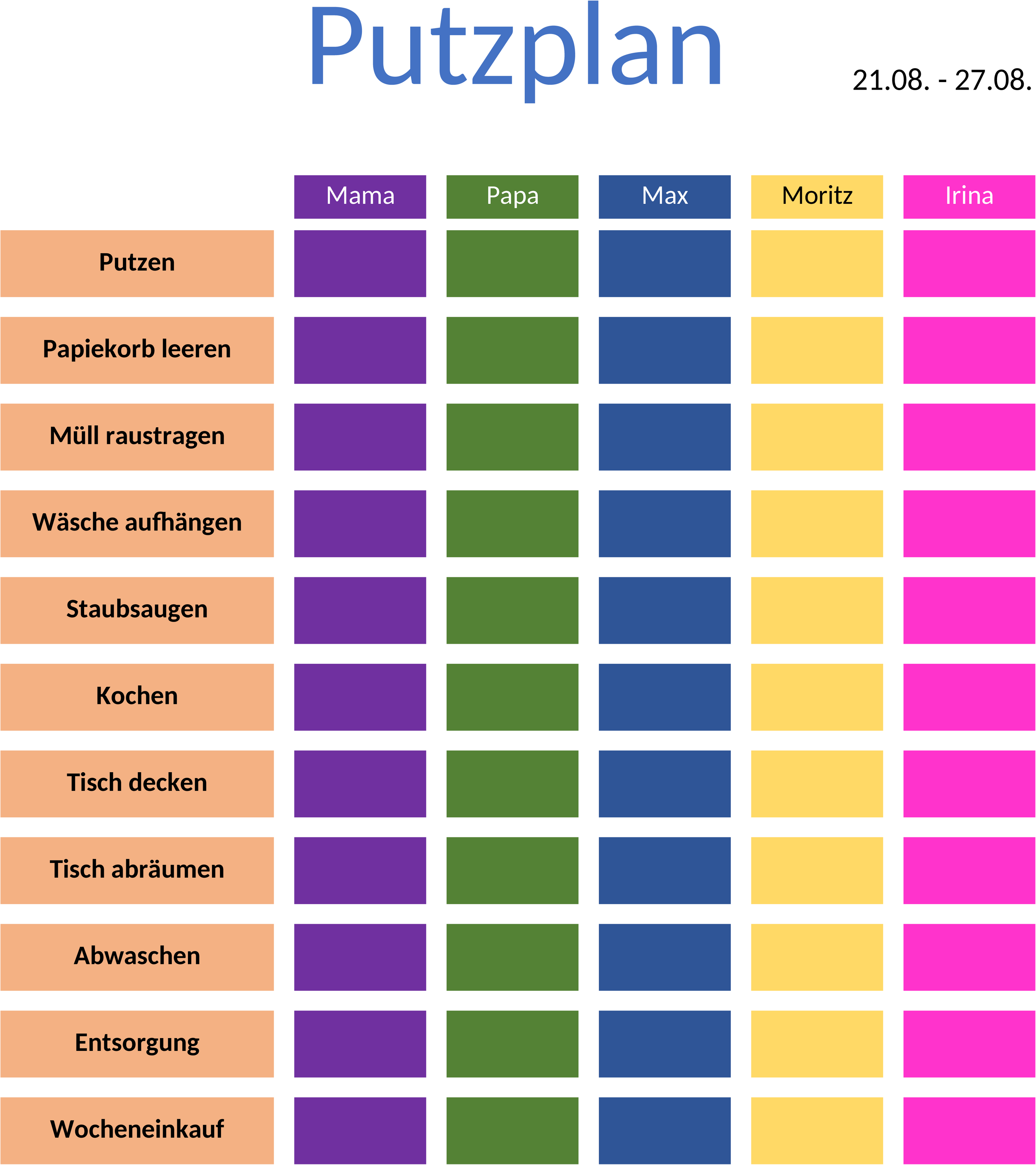 Excel-Vorlage für Einen Umfassenden Putzplan