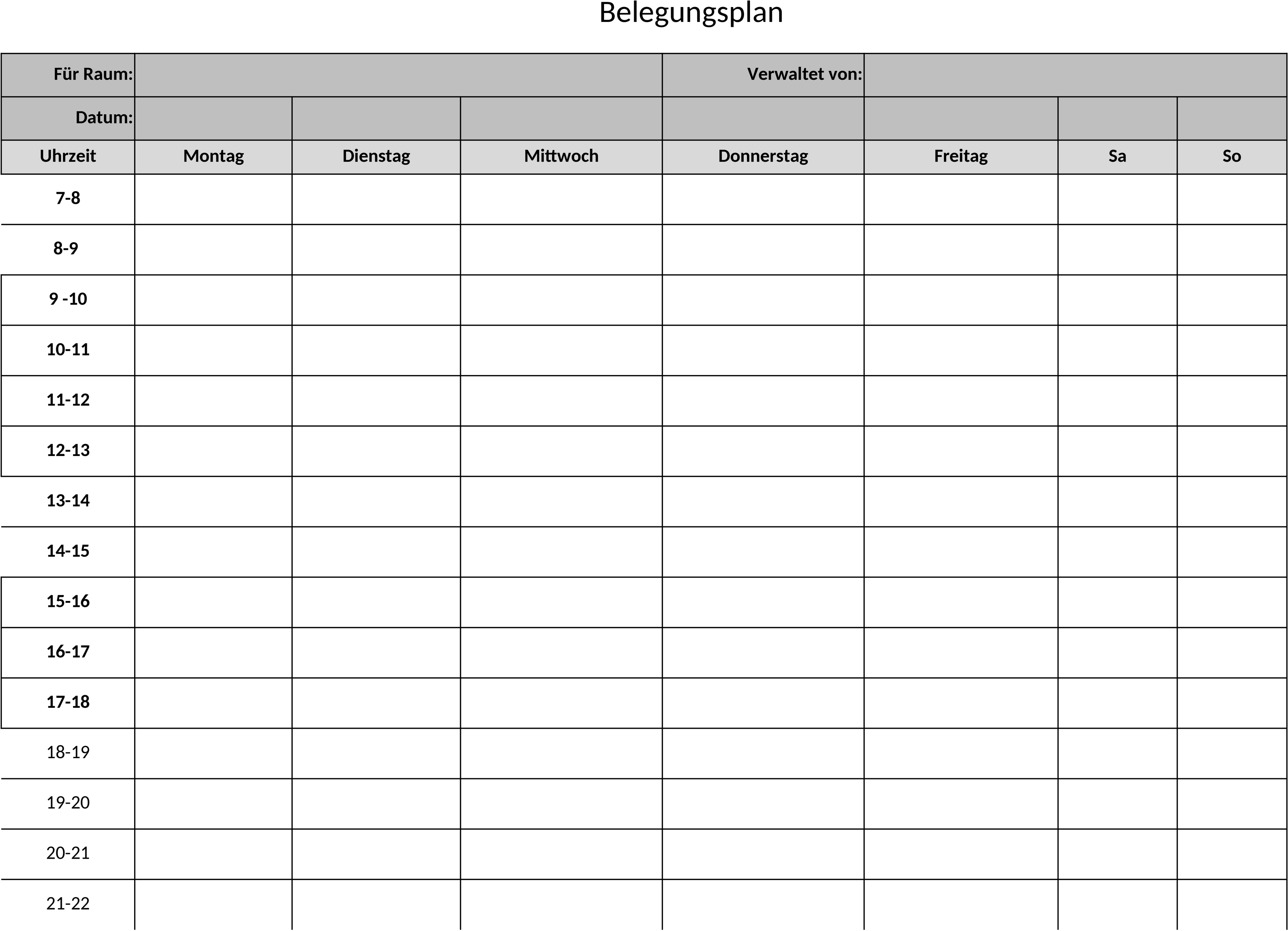 Excel-Vorlage Raumbelegungsplan für Effiziente Raumnutzung