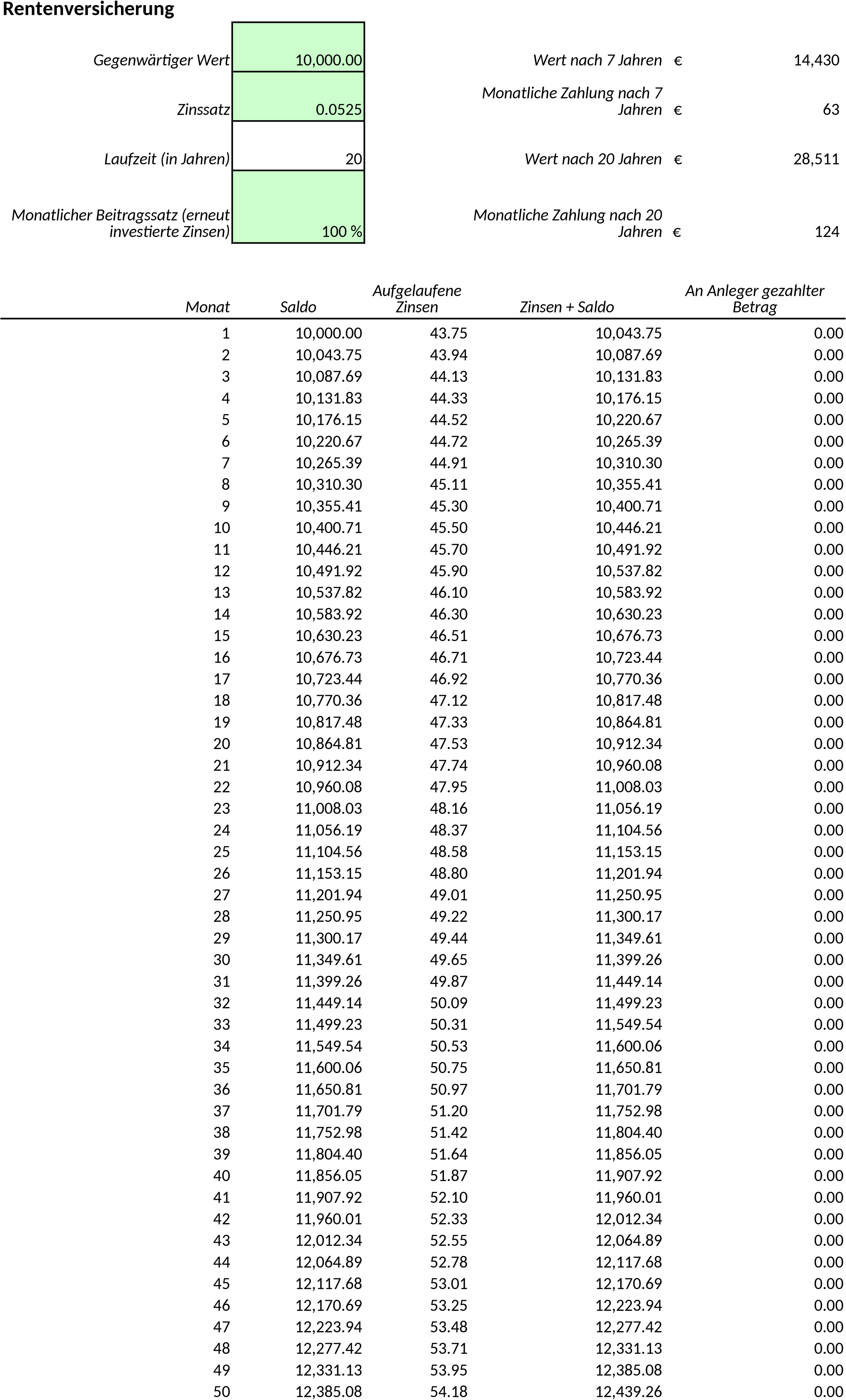 Excel Vorlage für Rentenversicherungsberechnung