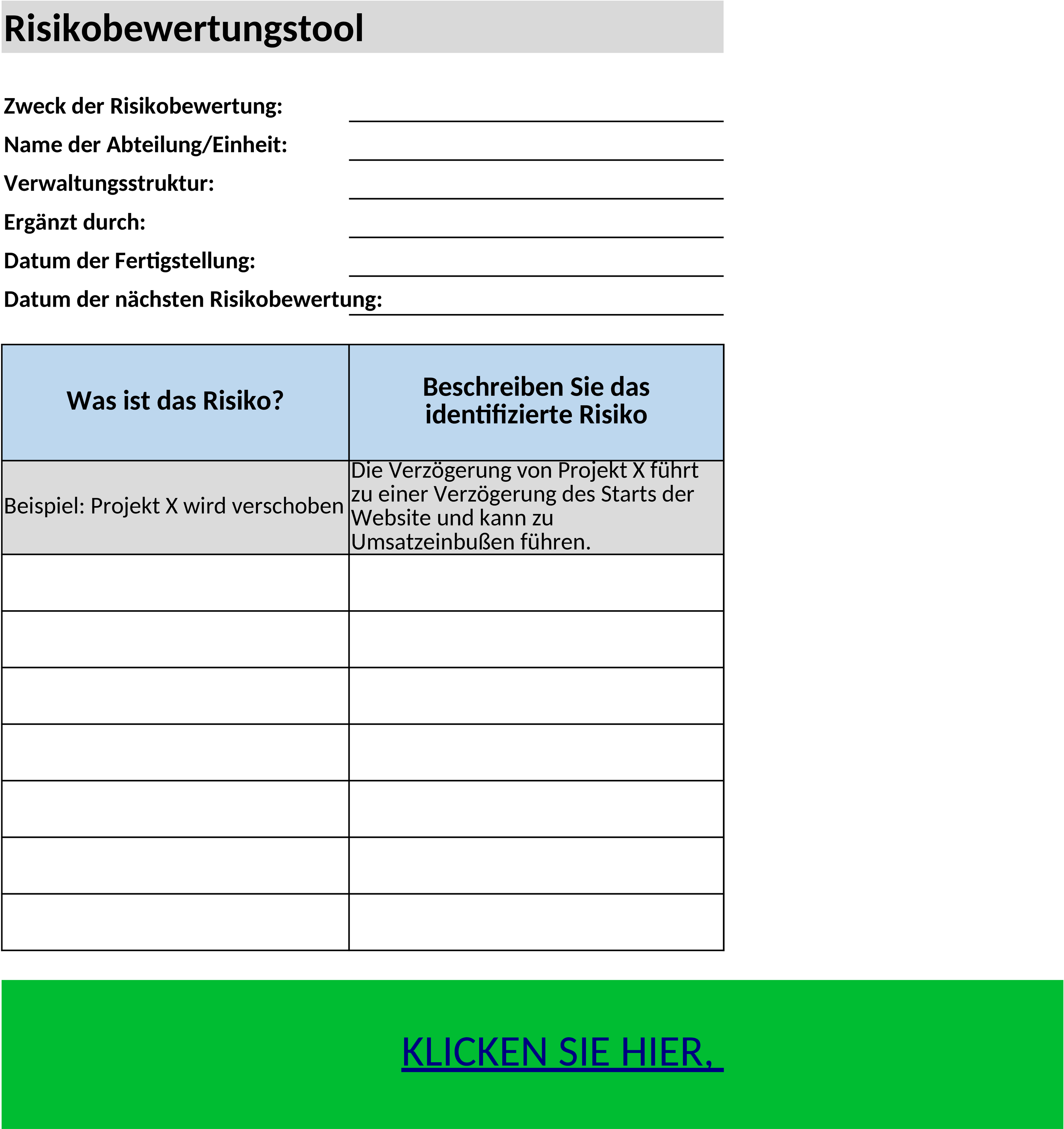 Excel-Vorlage zur Risikoanalyse und -bewertung