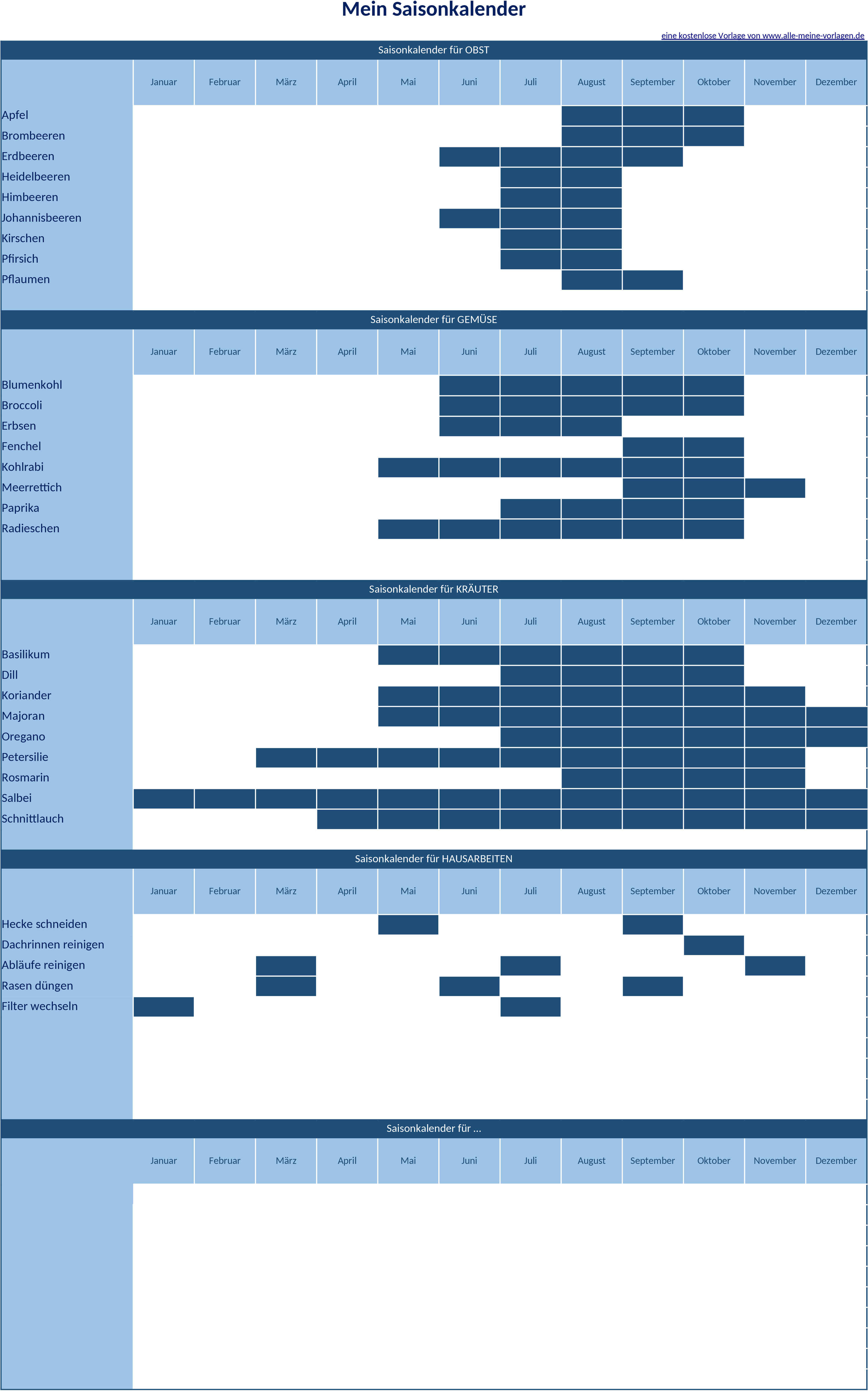 Excel-Vorlage für Saisonkalender zur Planung von Erntezeiten