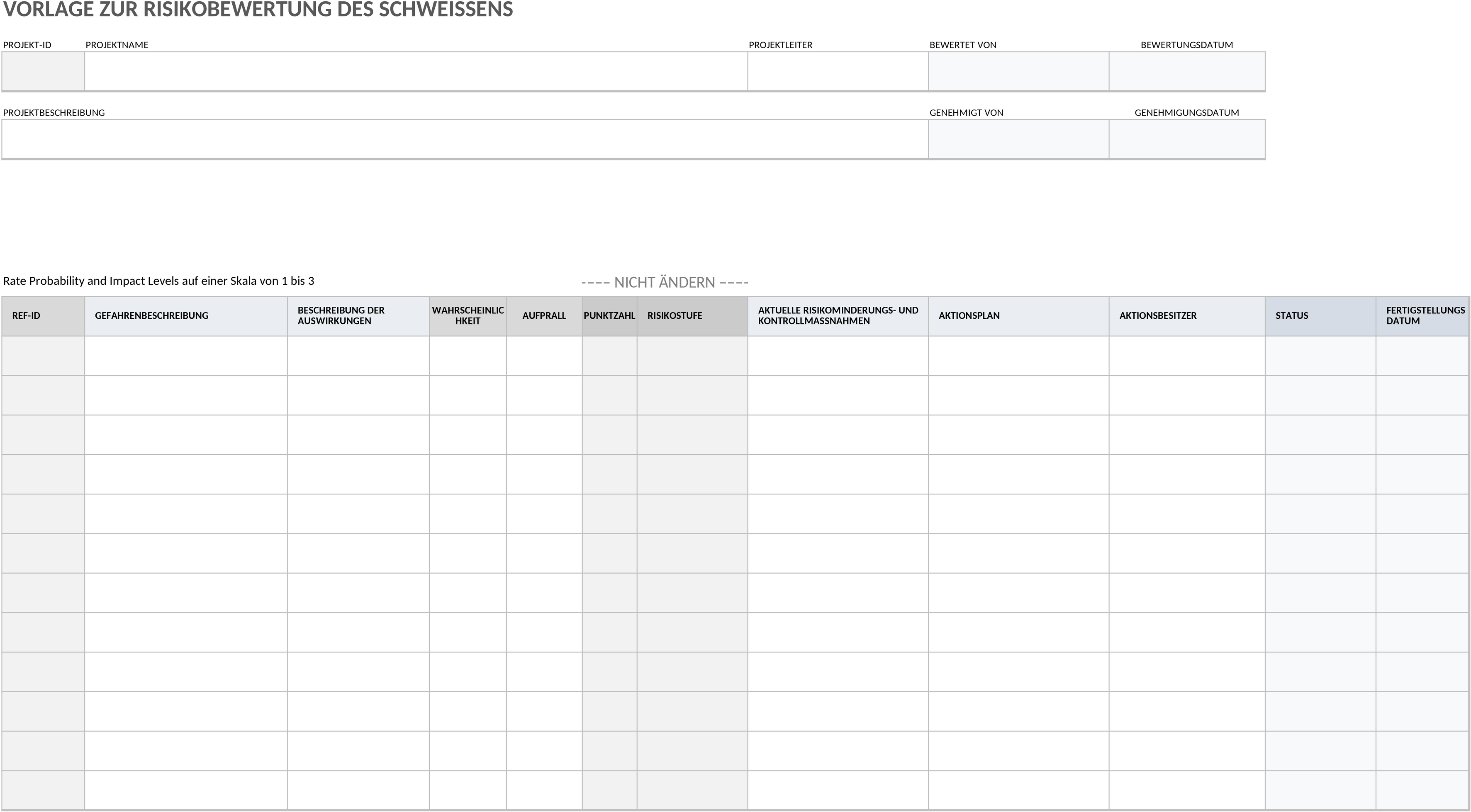 Excel-Vorlage für Schweißrisikobewertung
