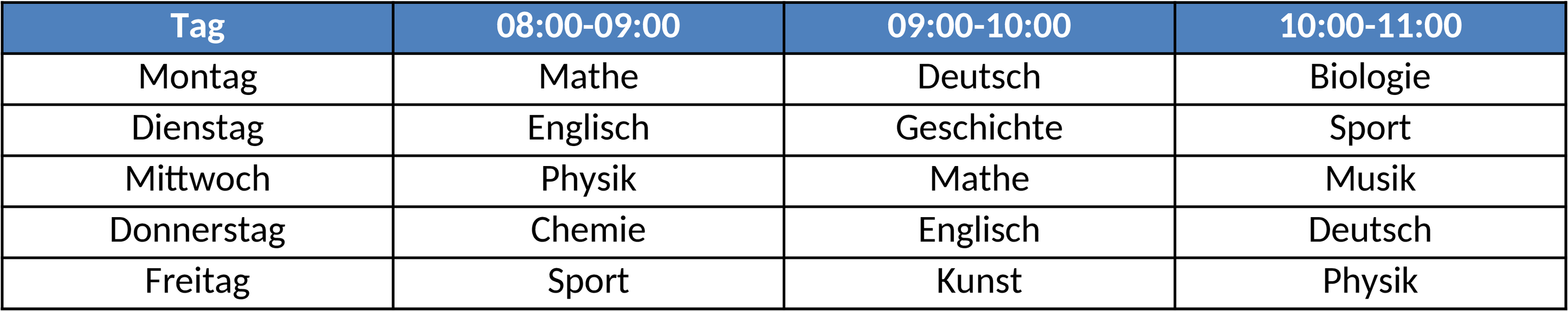 Excel-Vorlage für Stundenplanerstellung