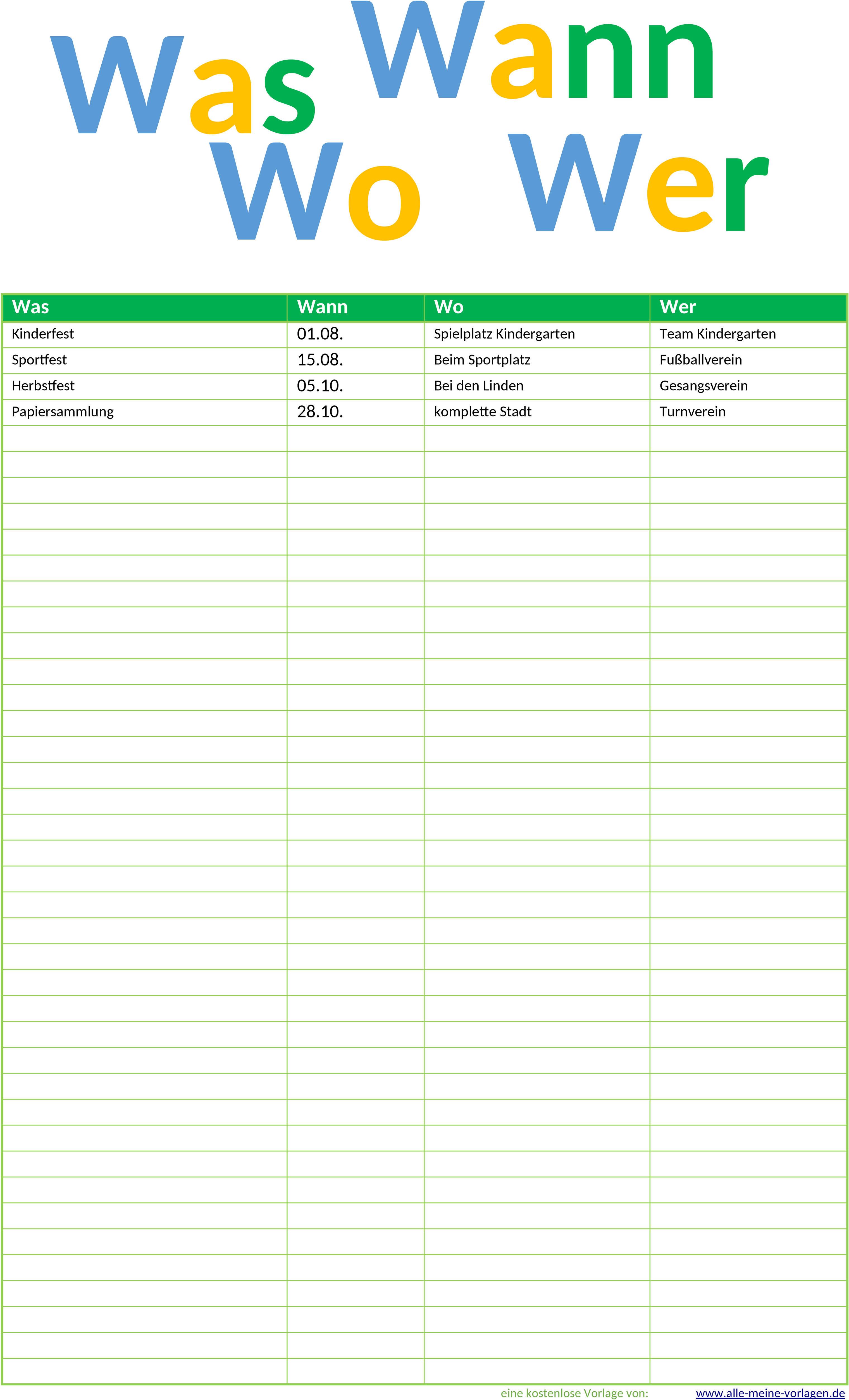 Excel-Vorlage für Veranstaltungsplanung und -organisation