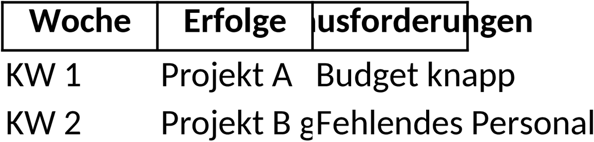 Excel-Vorlage zur Wochenberichterstattung