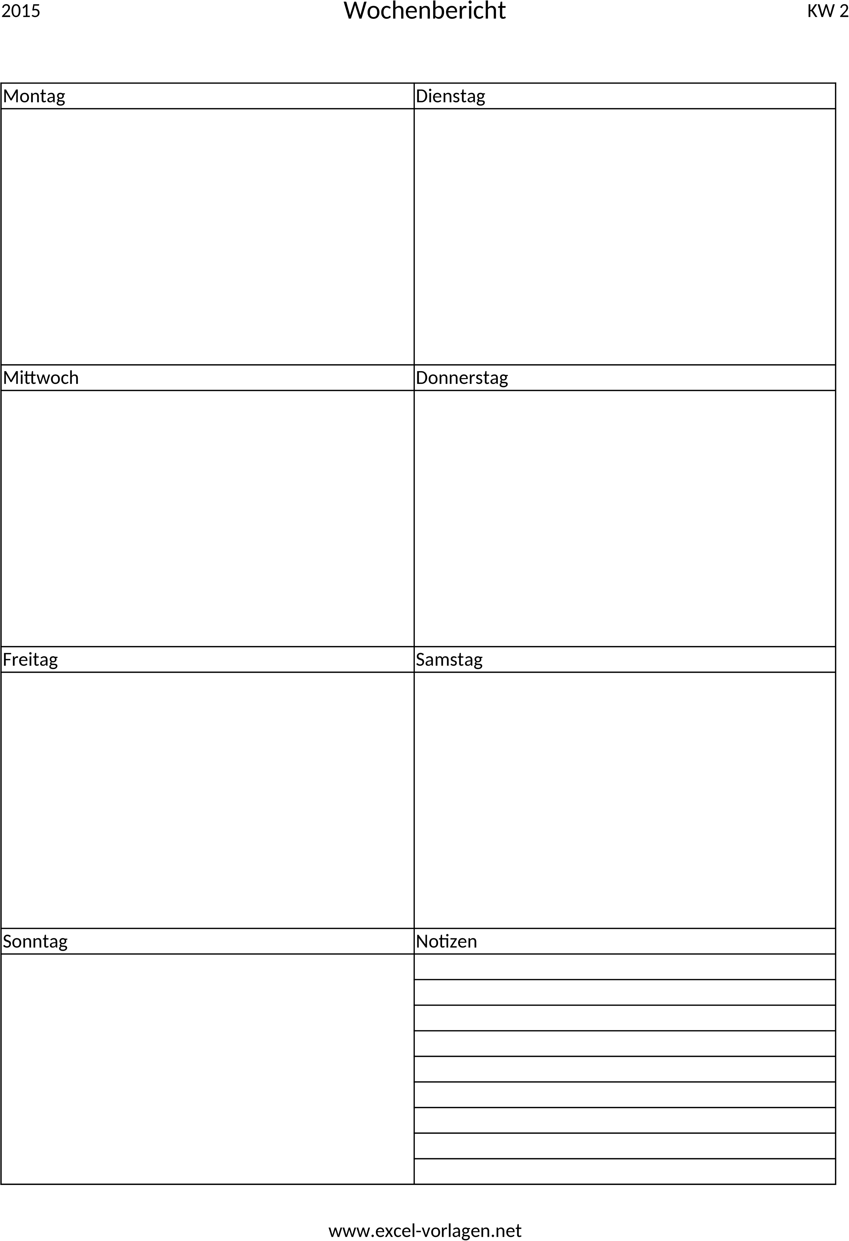Excel-Vorlage für Wochenberichte