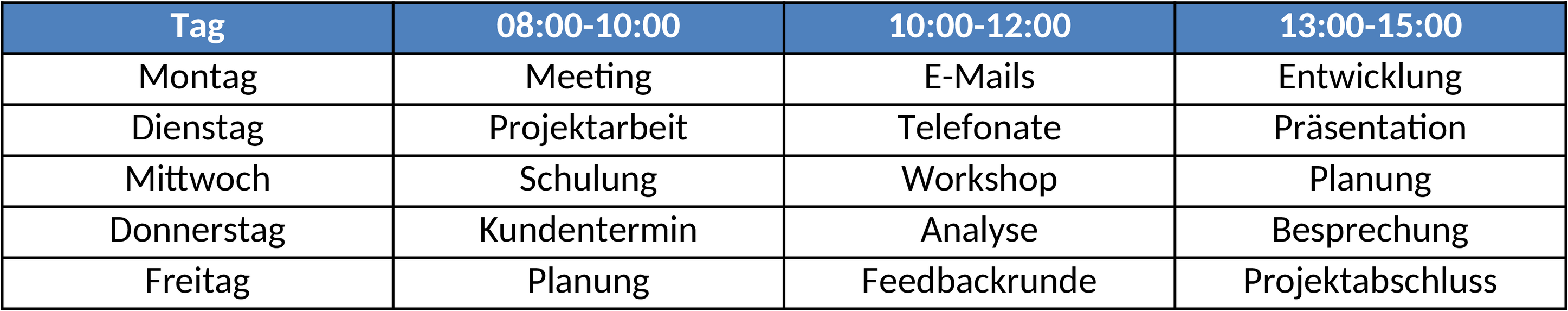 Excel-Vorlage für Wochenpläne