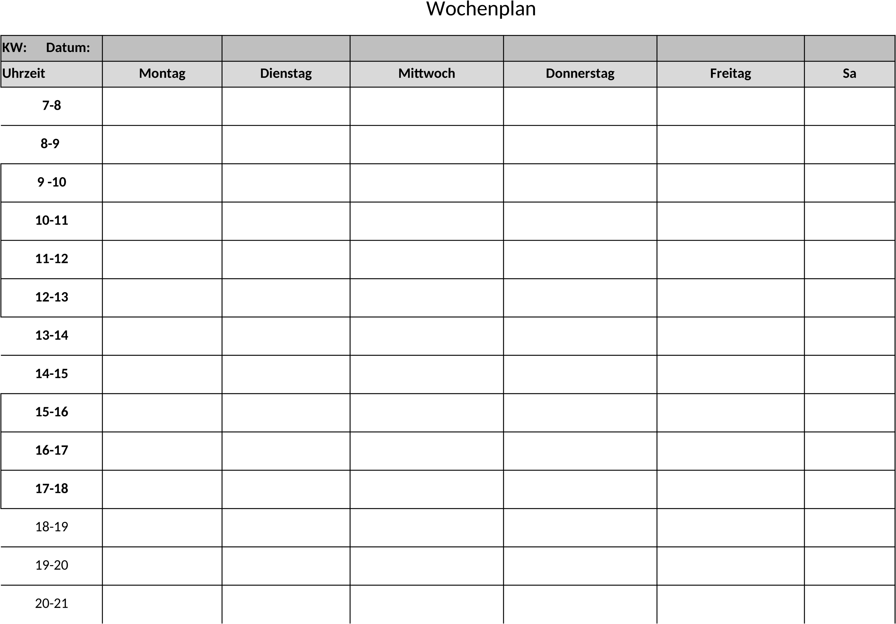 Excel-Vorlage Wochenplan für Effiziente Zeitplanung