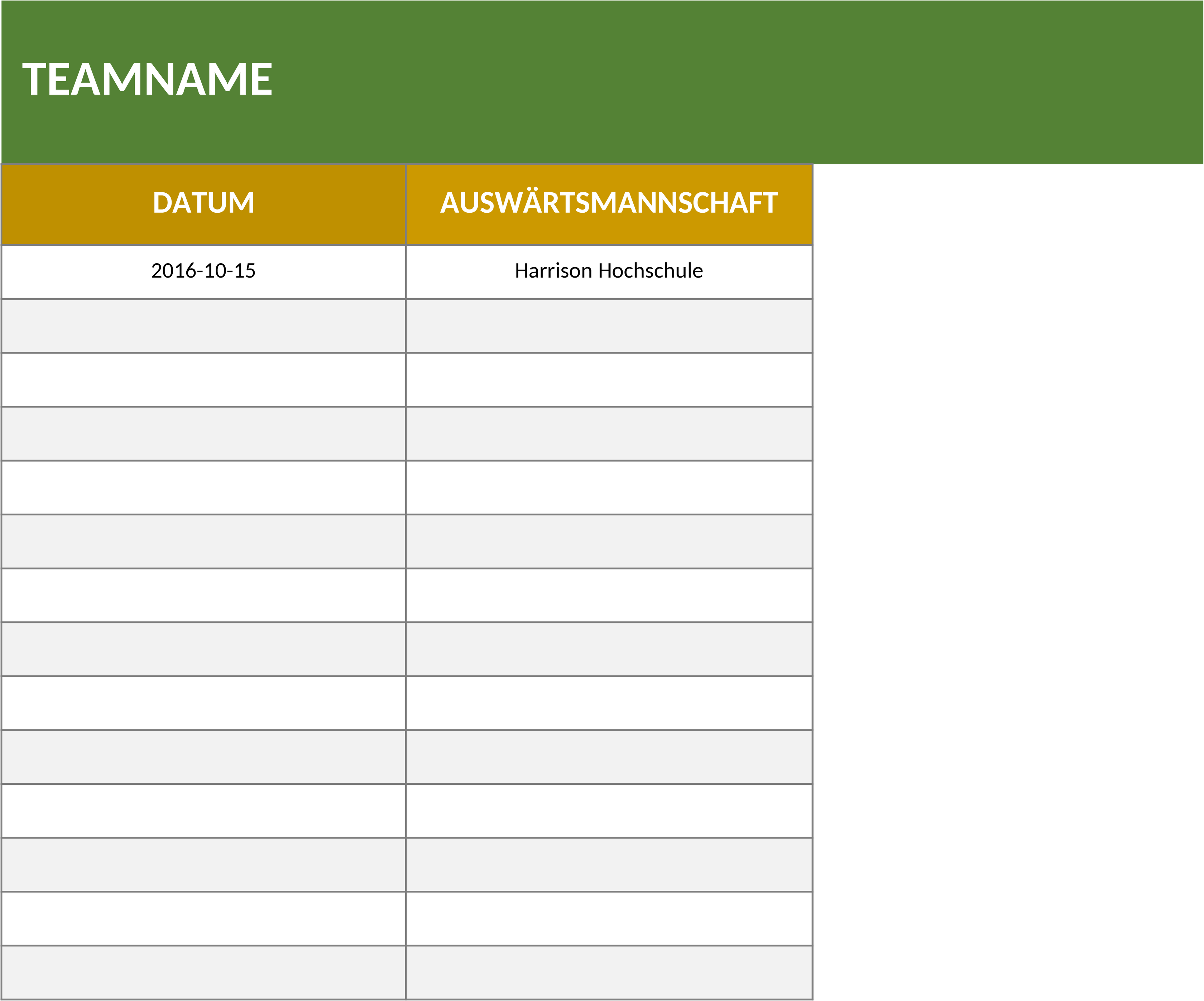 Excel-Vorlage für einen Wöchentlichen Sportplan