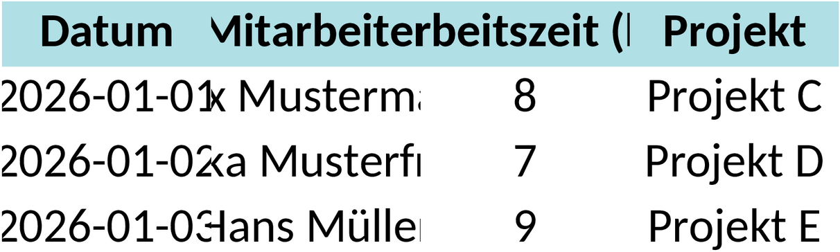 Excel-Vorlage zur Zeiterfassung 2026