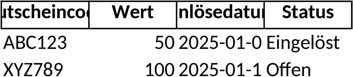 Excel-Vorlage für Gutscheinverwaltung