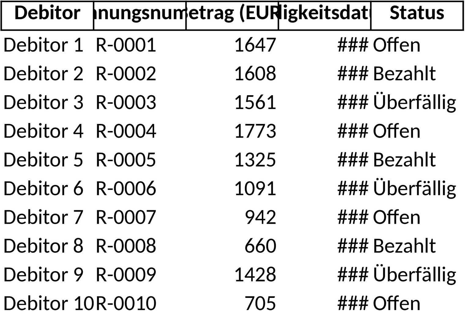 Excel-Vorlage zur Forderungsaufstellung für Buchhaltung und Finanzen