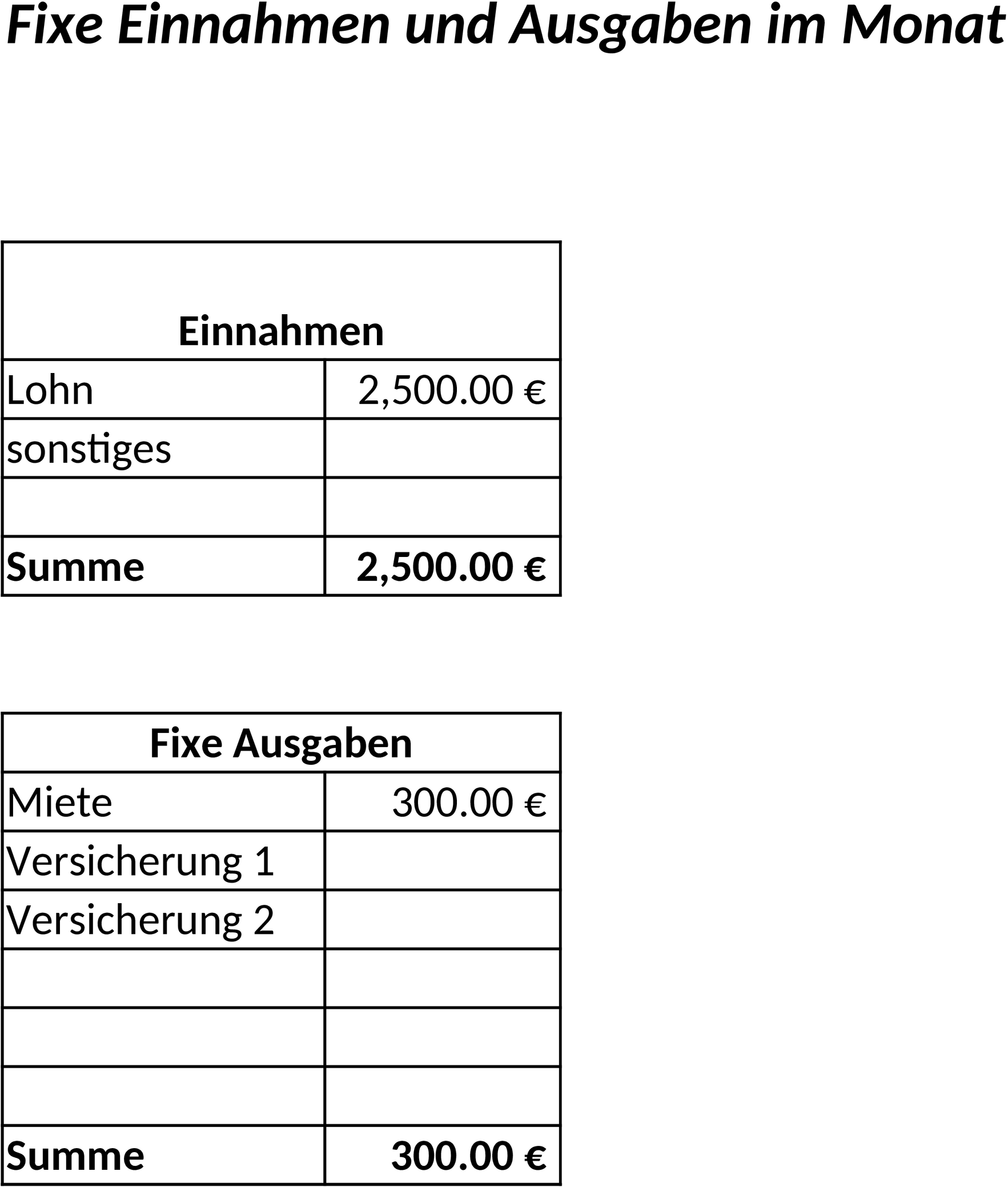 Excel-Vorlage für Haushaltsbuch und Budgetplanung
