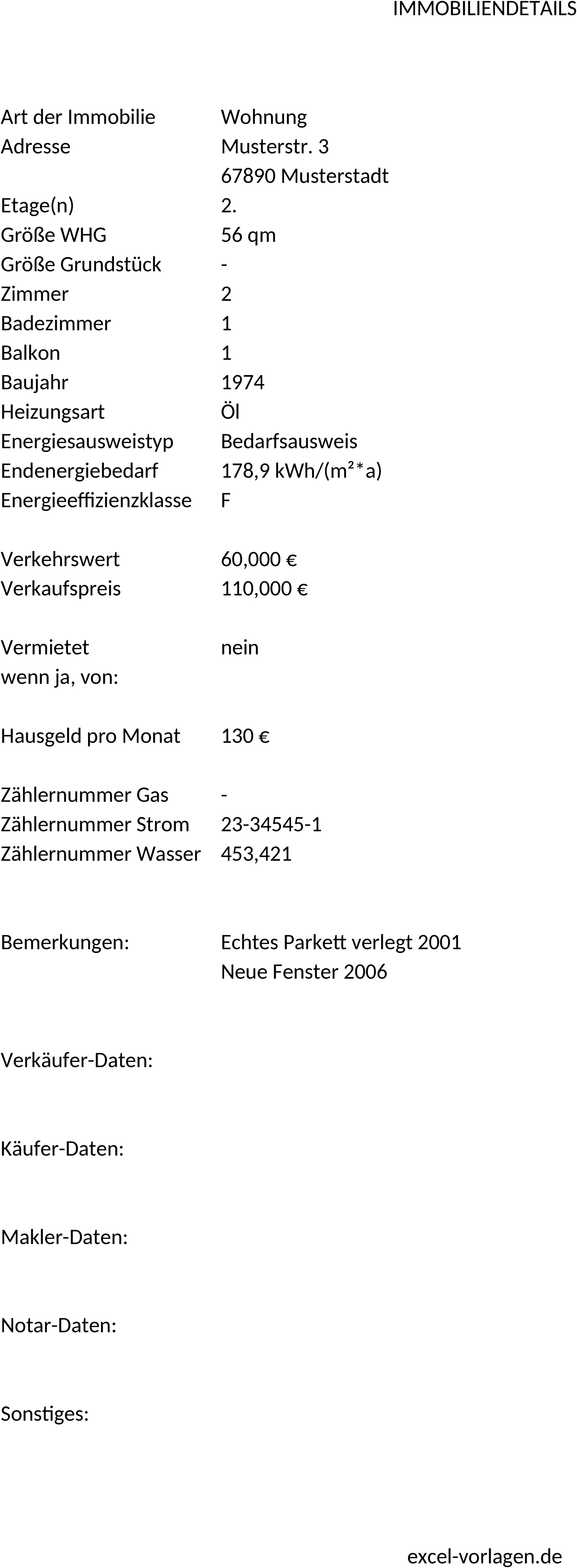 Excel-Vorlage für Immobilienverwaltung und Mietübersichten