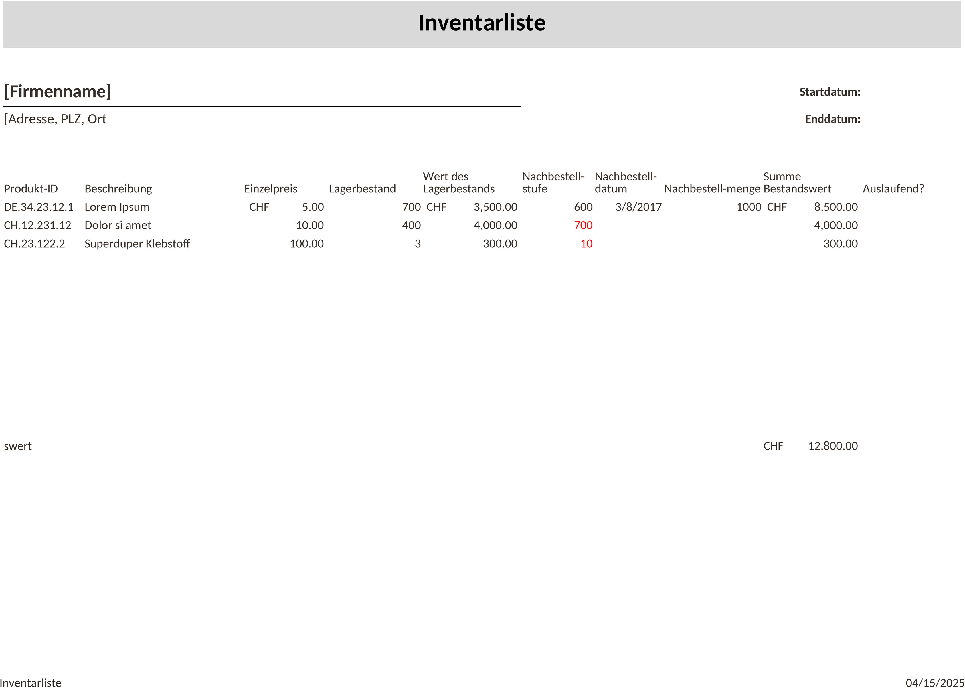 Excel-Inventarliste für Effiziente Bestandsverwaltung