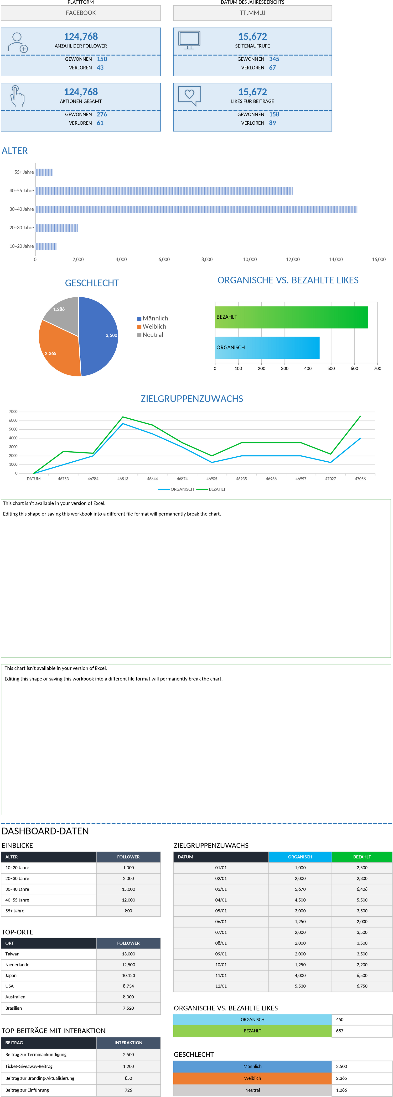 Excel-Vorlage für Jährlichen Social Media Bericht