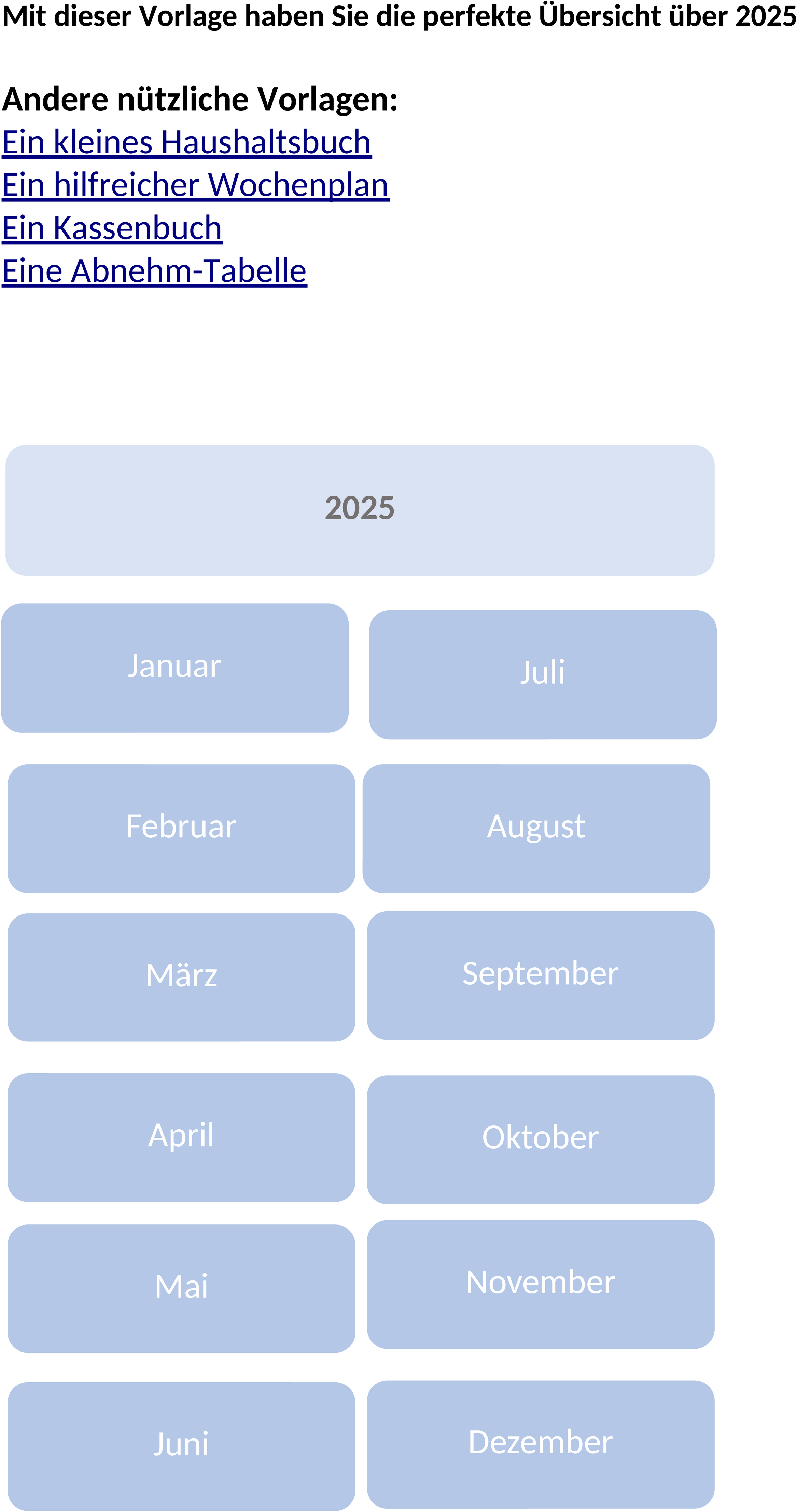 Excel-Jahresplaner 2025 Vorlage für Planung & Organisation