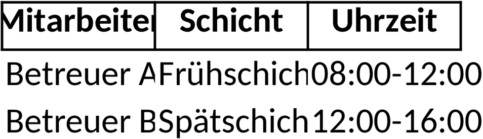 Excel-Vorlage für Kita-Dienstplan