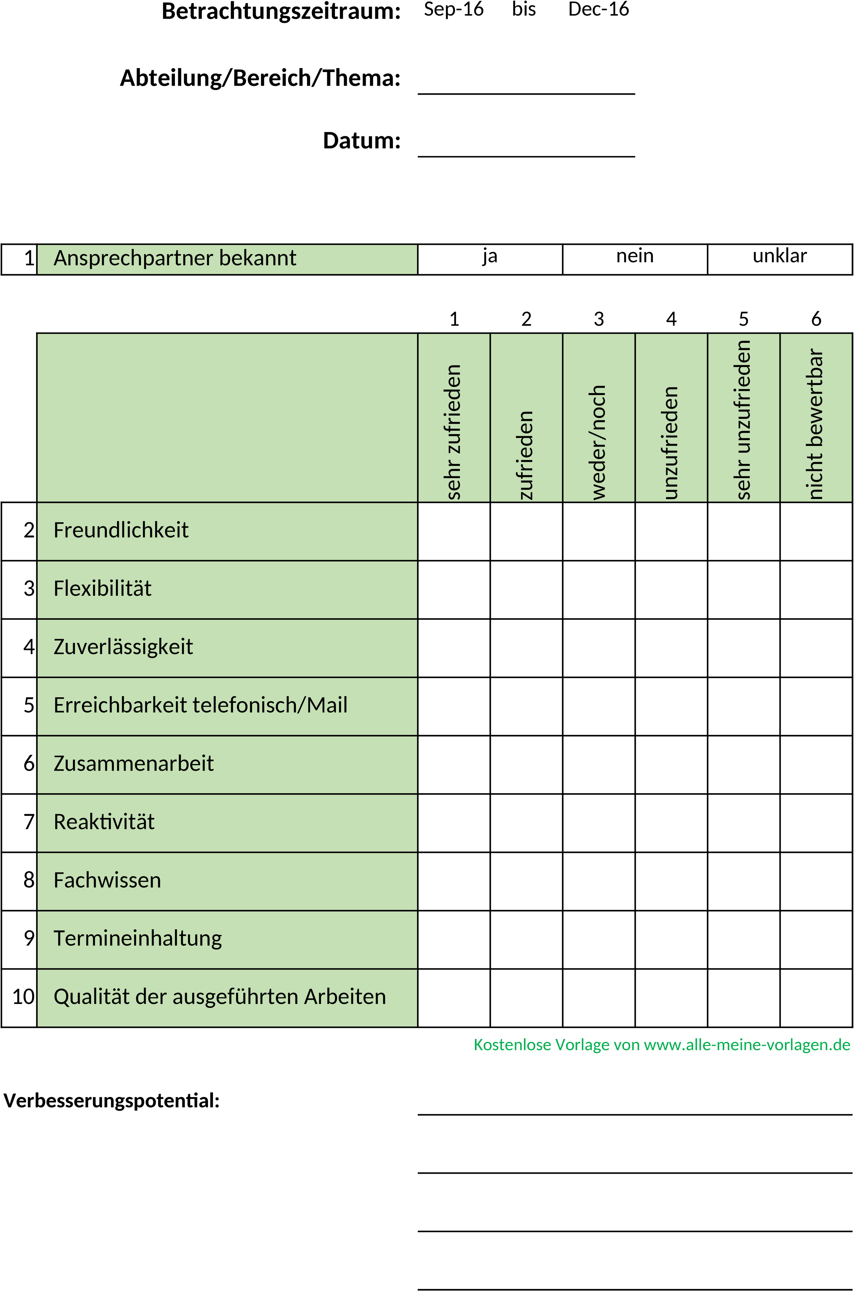 Excel-Vorlage für Kundenbefragungen zur Optimierung der Kundenzufriedenheit