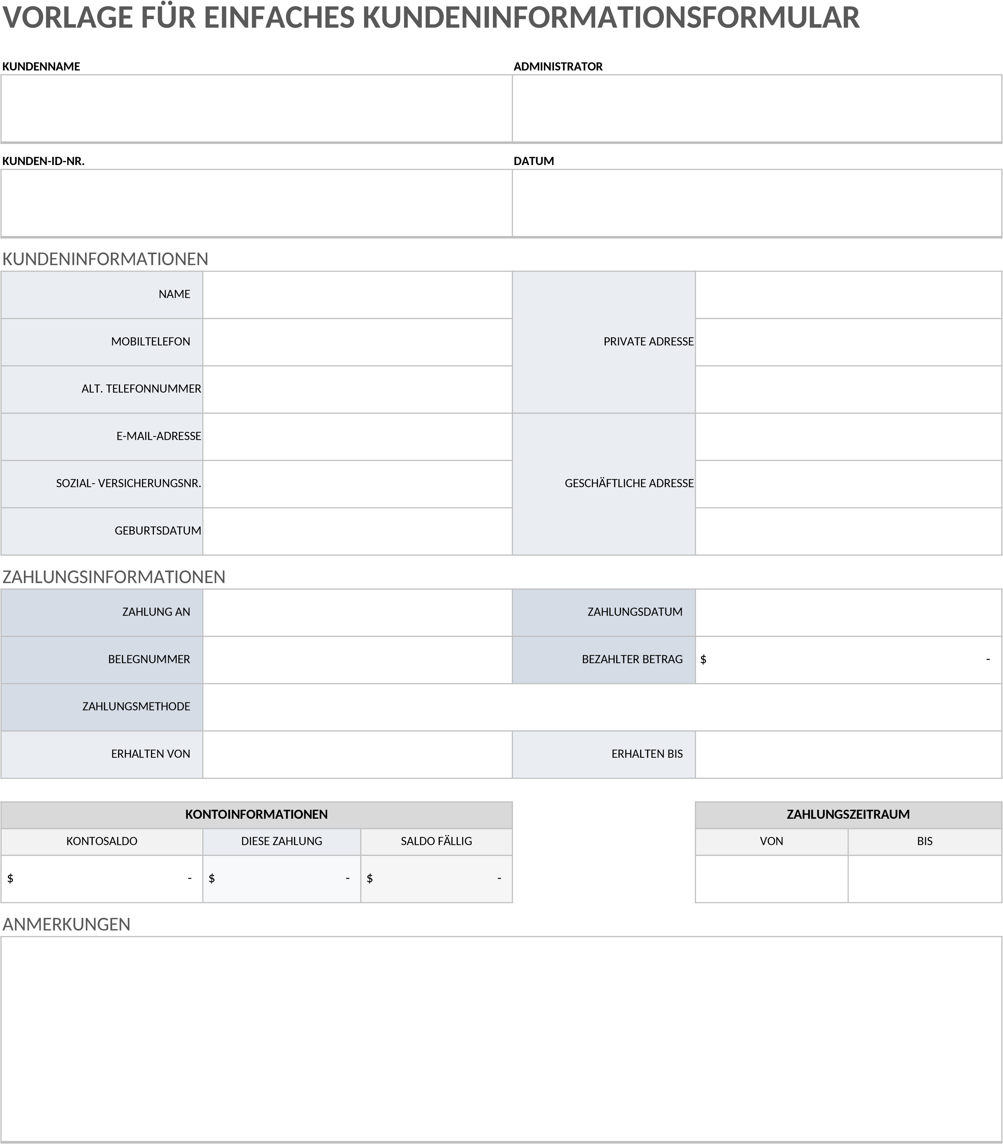 Excel-Vorlage für Kundeninformationsverwaltung