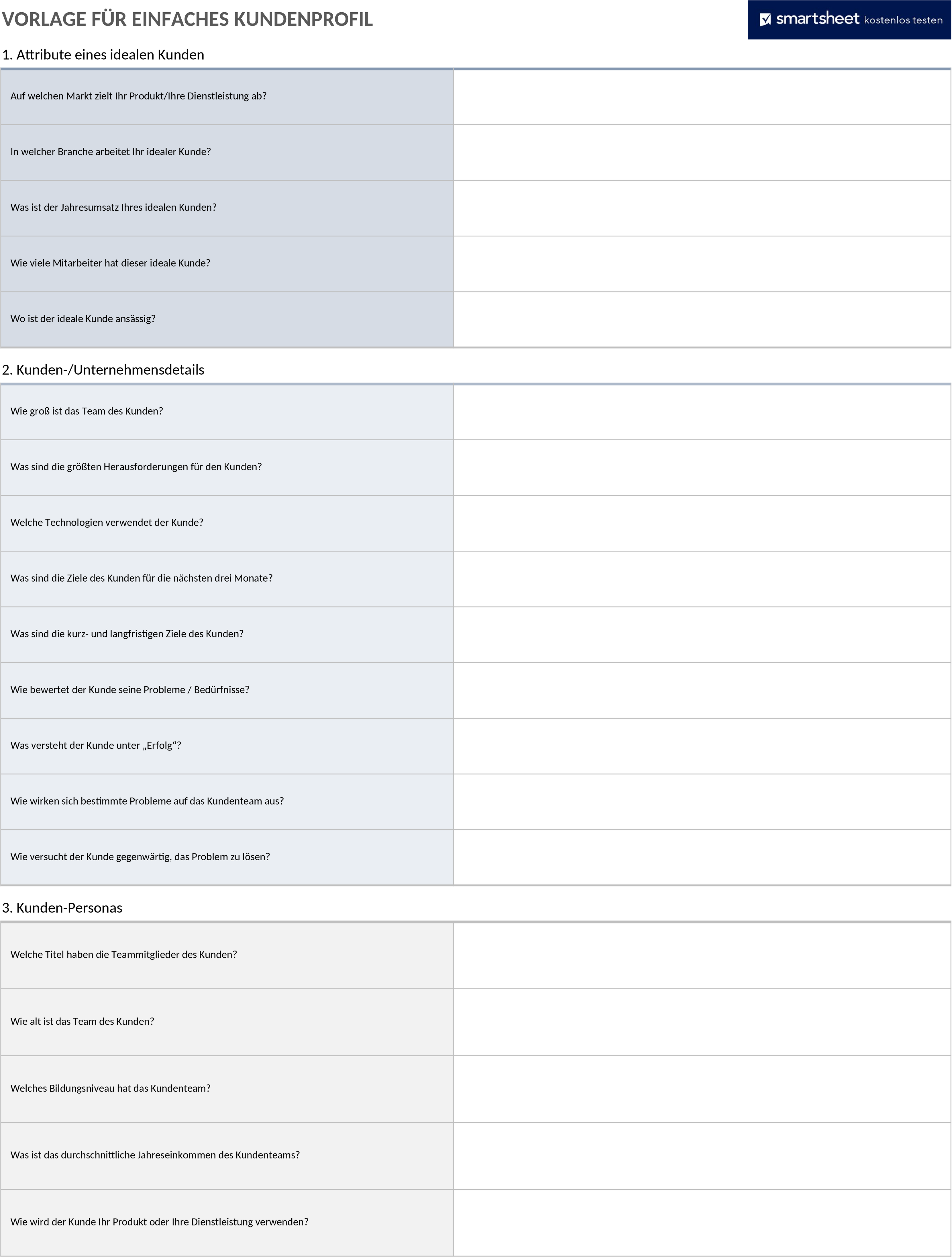 Excel-Vorlage für Kundenprofile und CRM-Management