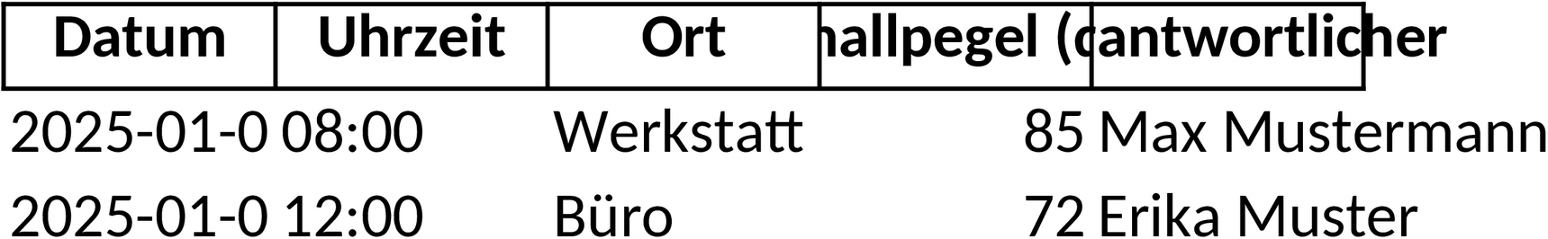 Excel-Vorlage für Lärmprotokollierung: Detaillierte Erfassung und Analyse