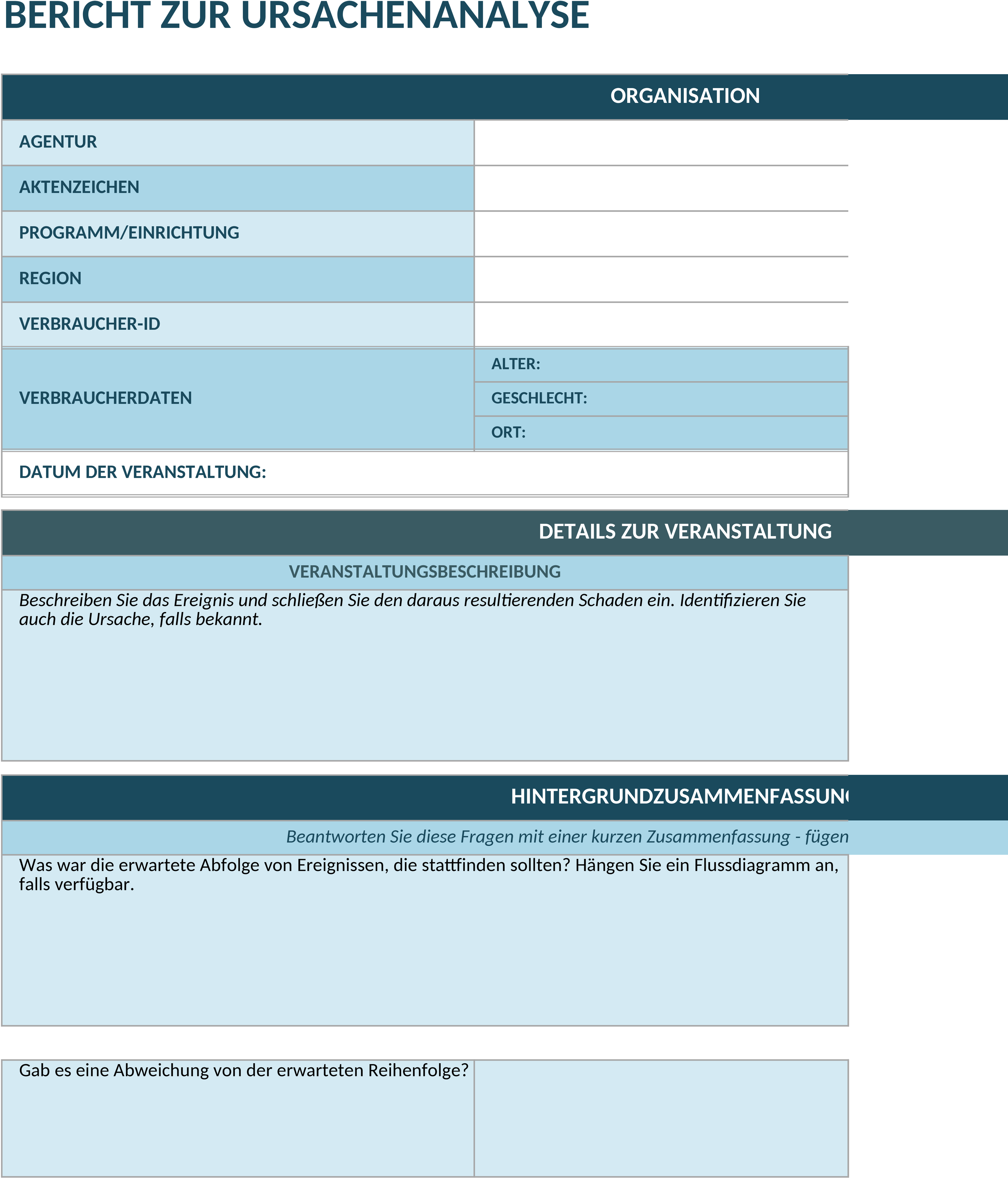 Excel-Vorlage: Lean Projektmanagement und Ursachenanalyse