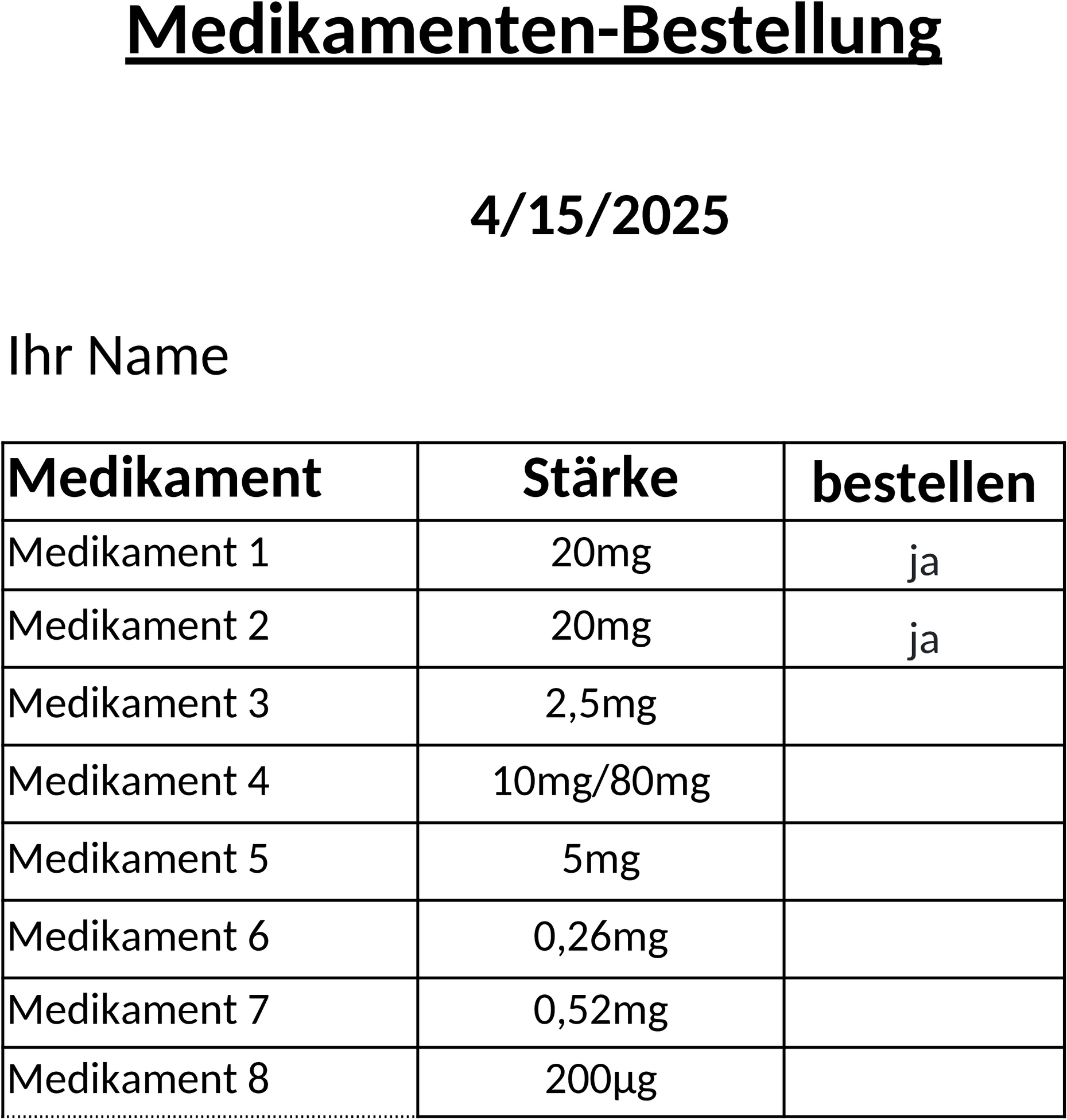 Excel Vorlage Medikamentenverbrauch Automatisiert
