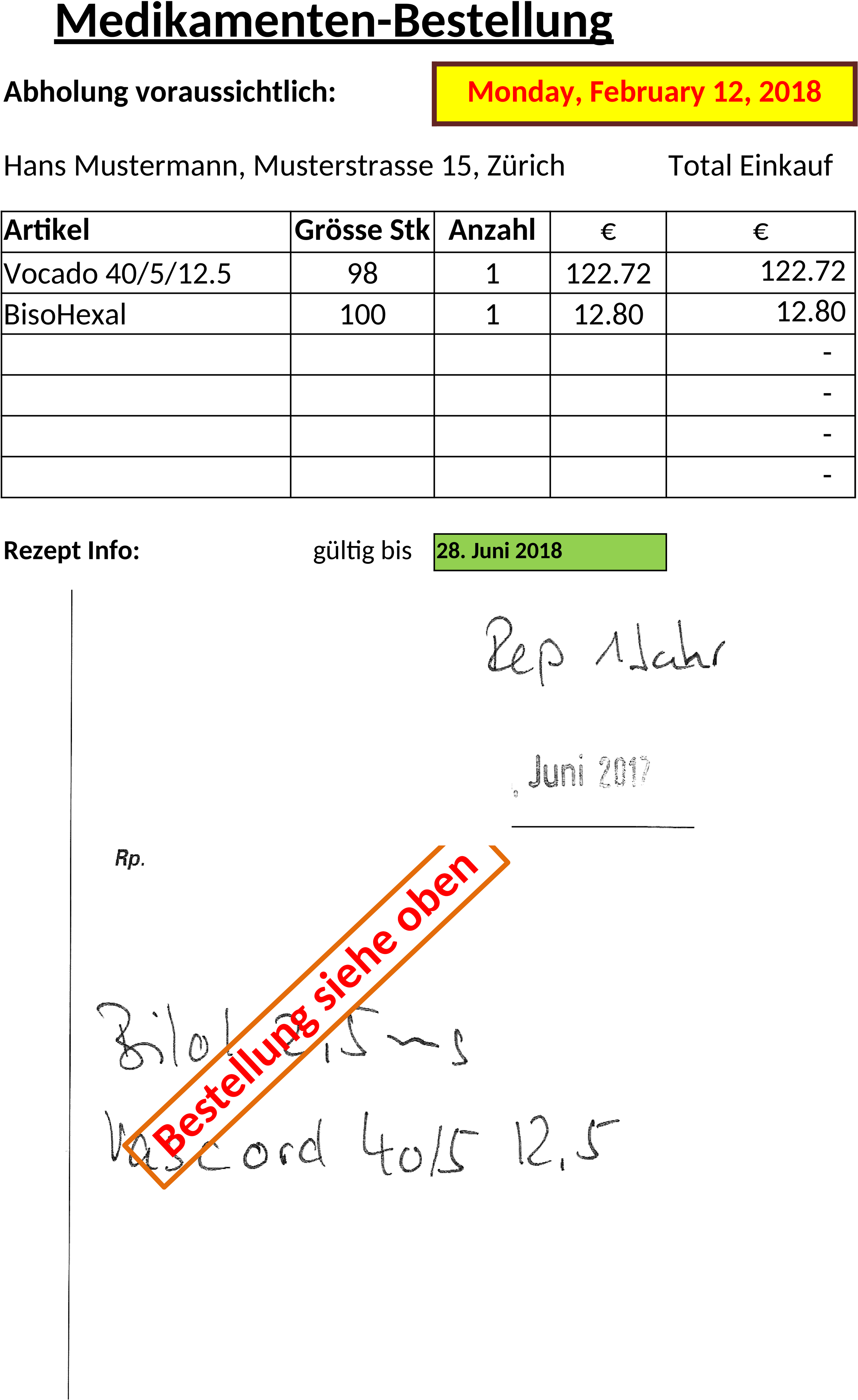 Excel-Vorlage für Medikamentenverbrauchsanalyse