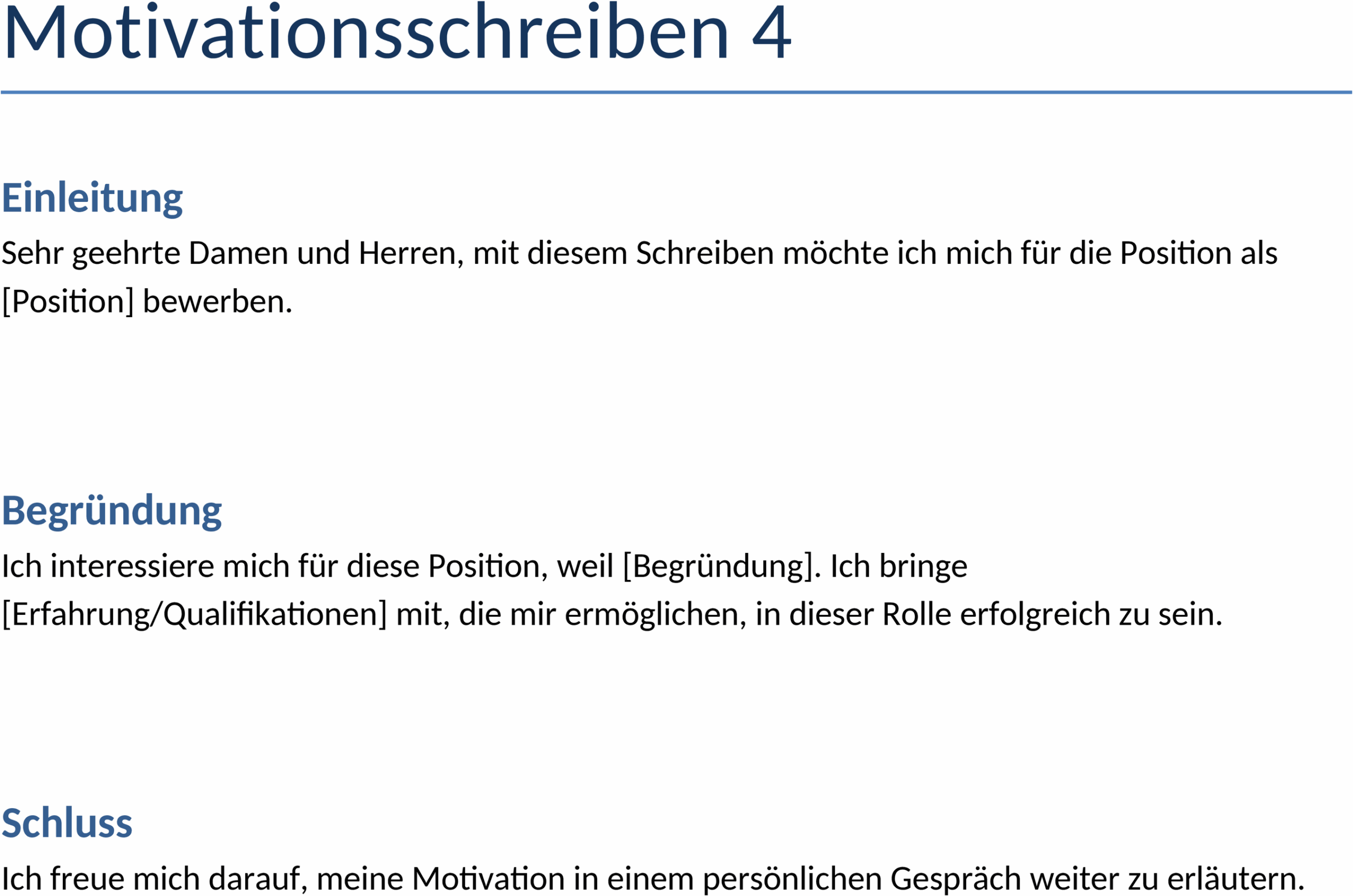 Motivationsschreiben Word-Vorlage