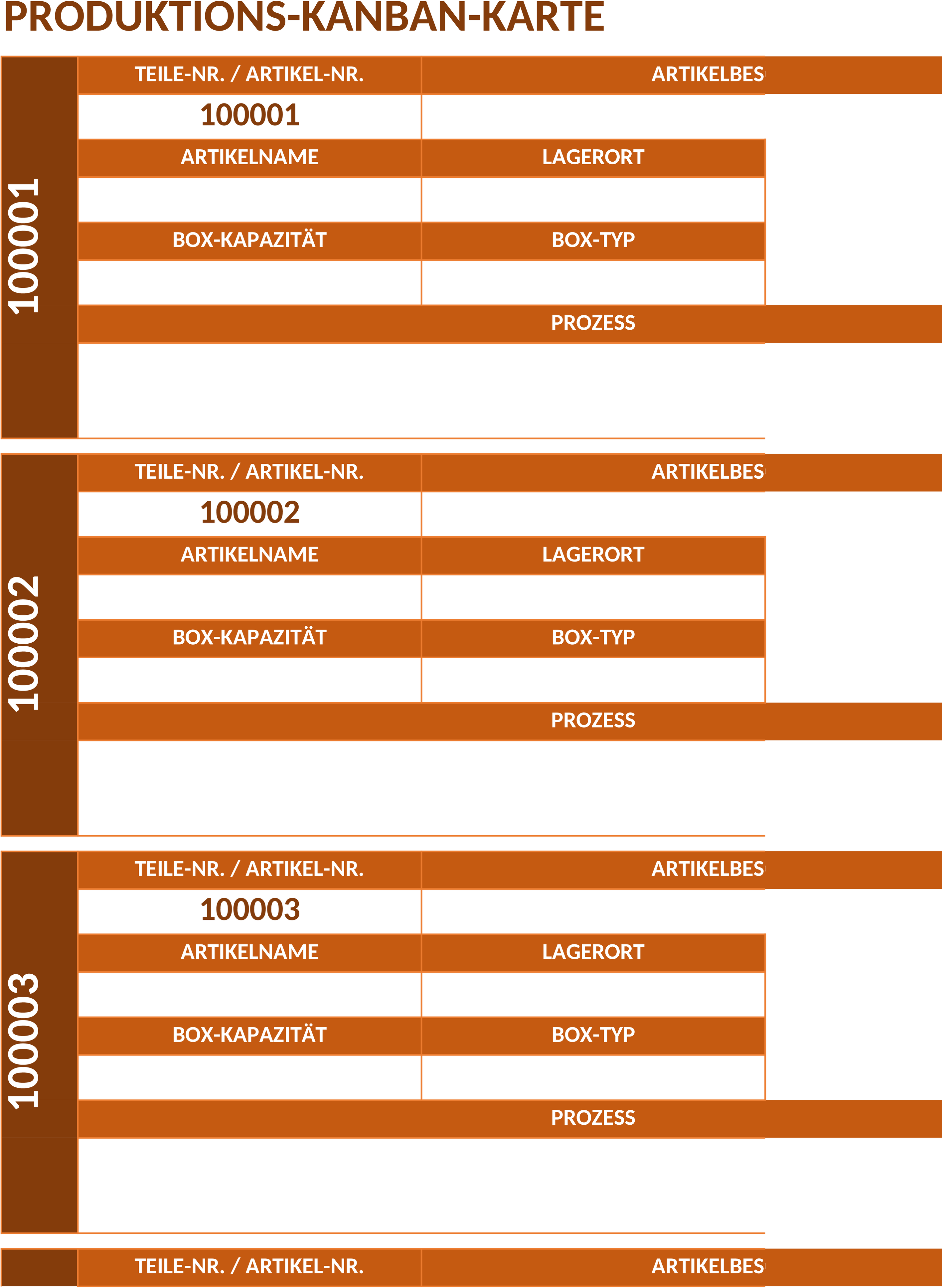 Excel-Vorlage für Produktions-Kanban-Karten