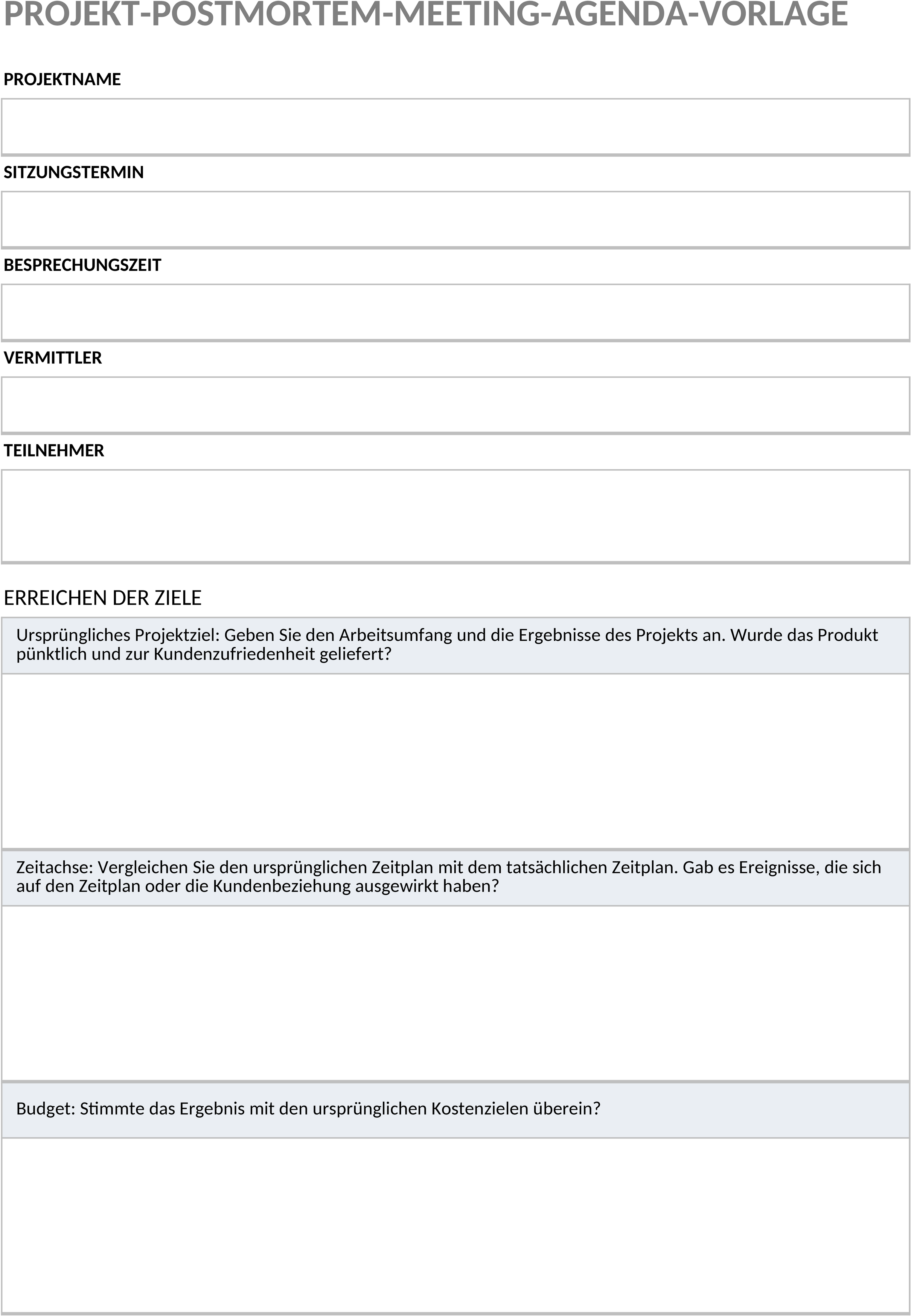 Excel-Vorlage für Projekt-Post-Mortem-Meetings