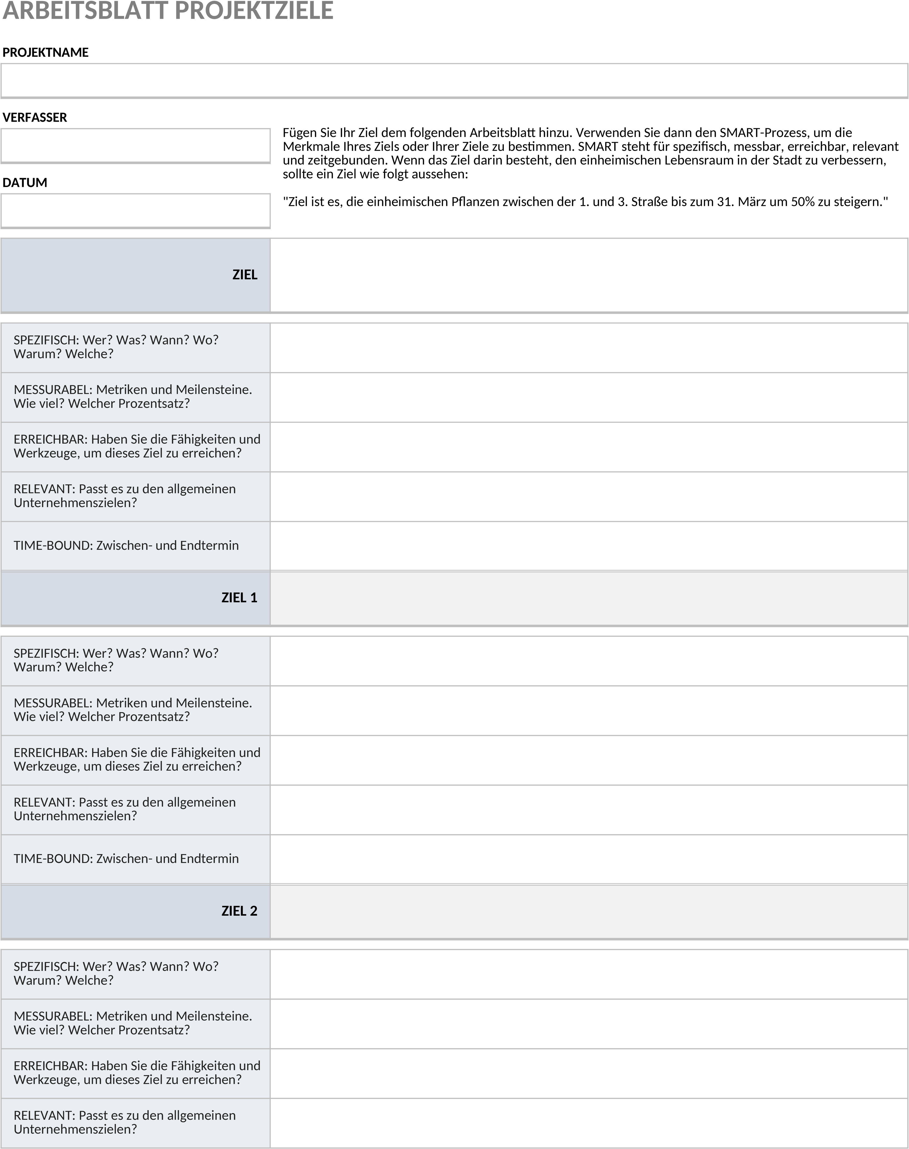 Excel-Vorlage für Projektziele: Effektive Planungswerkzeuge
