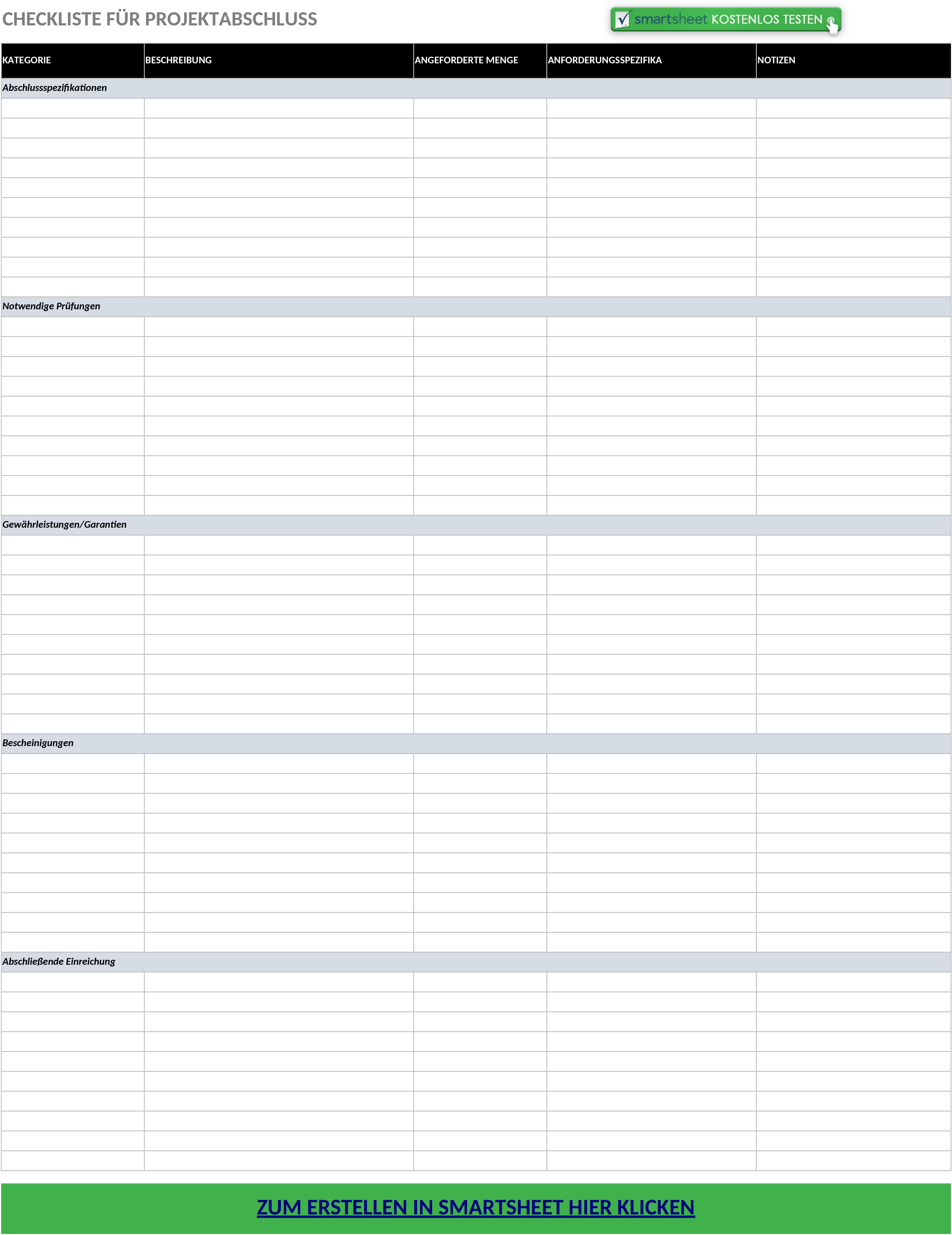 Excel-Vorlage für Projektabschluss-Checkliste
