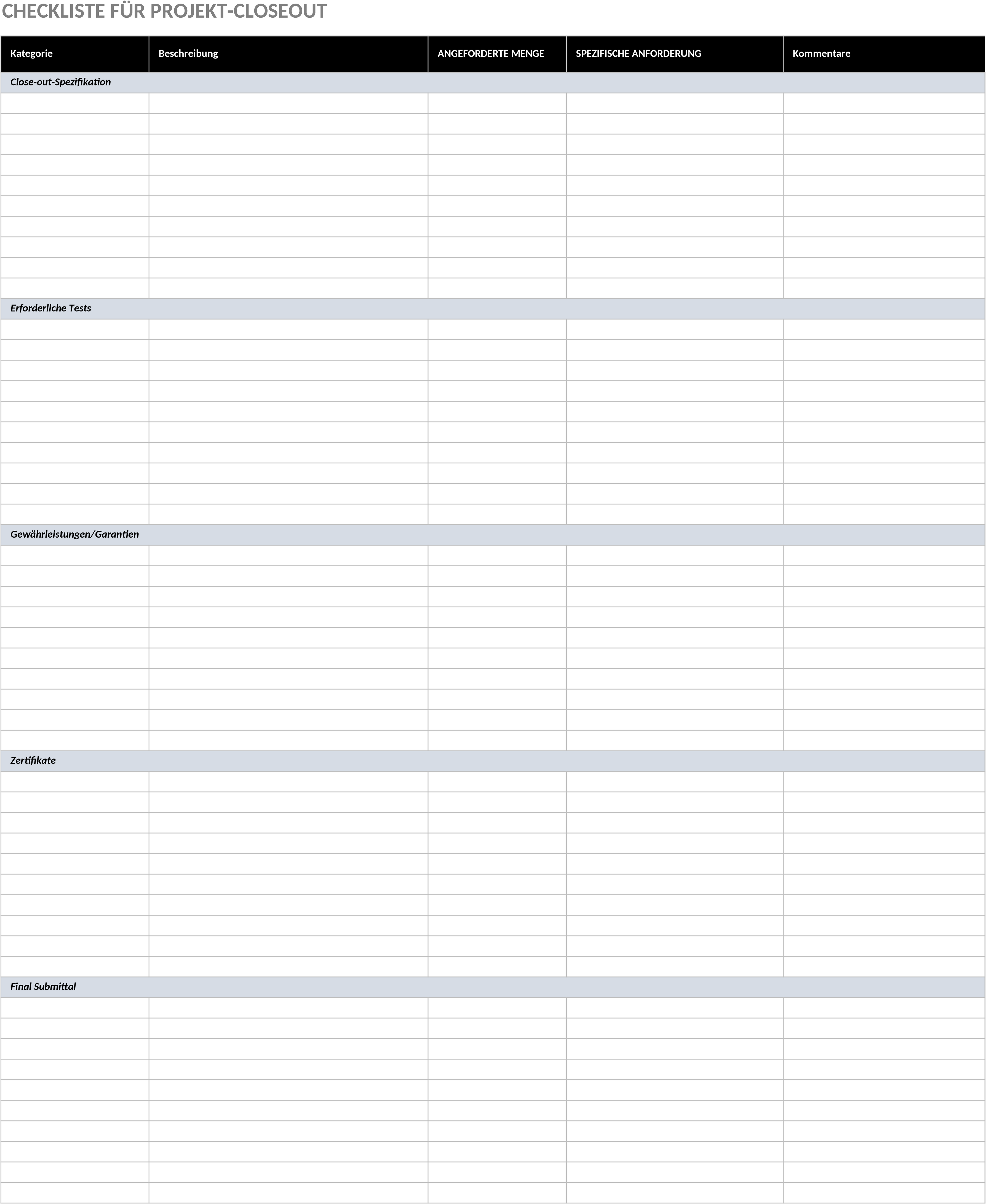 Excel-Vorlage für Projektabschluss-Checkliste