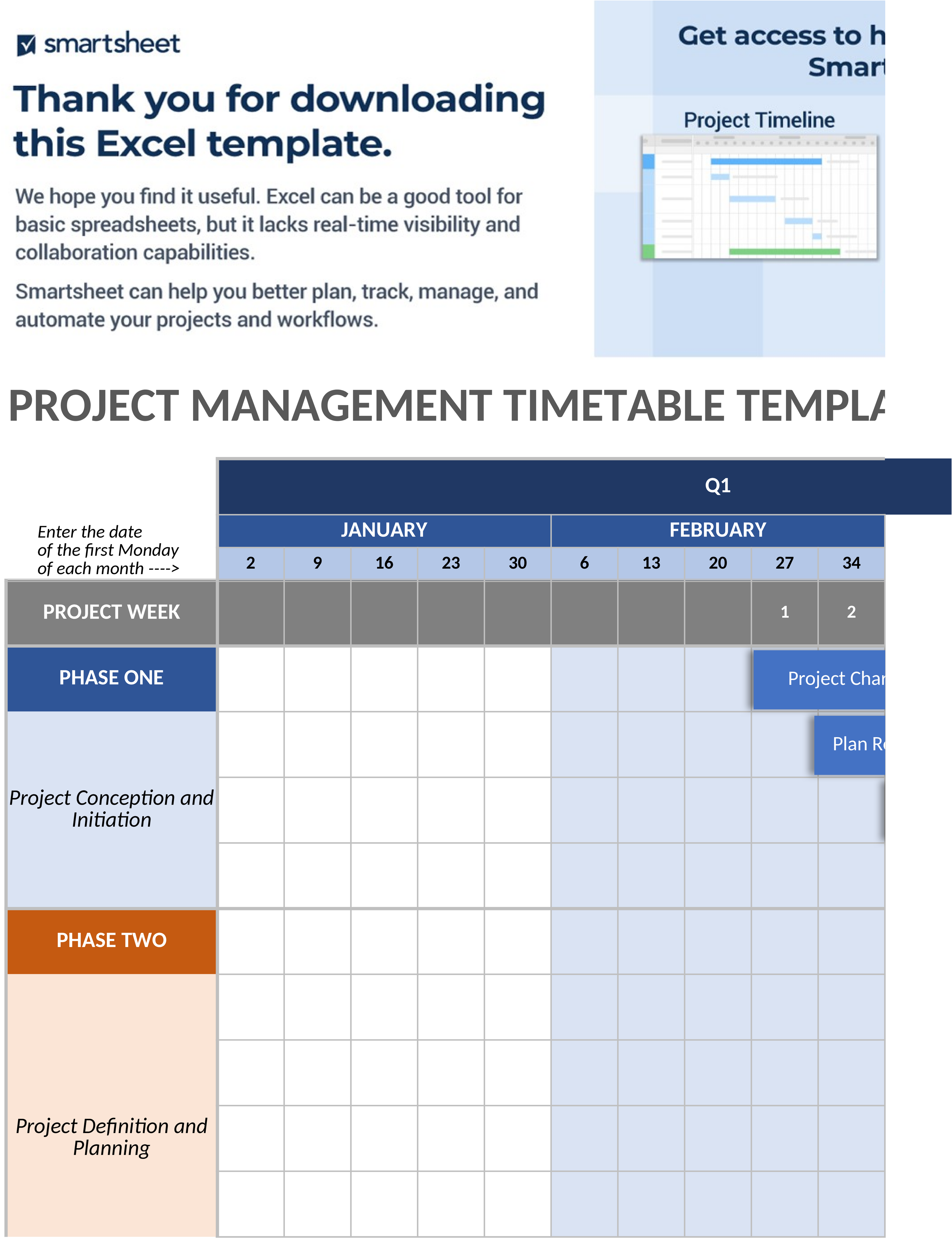 Excel-Vorlage für Projektmanagement-Zeitplan