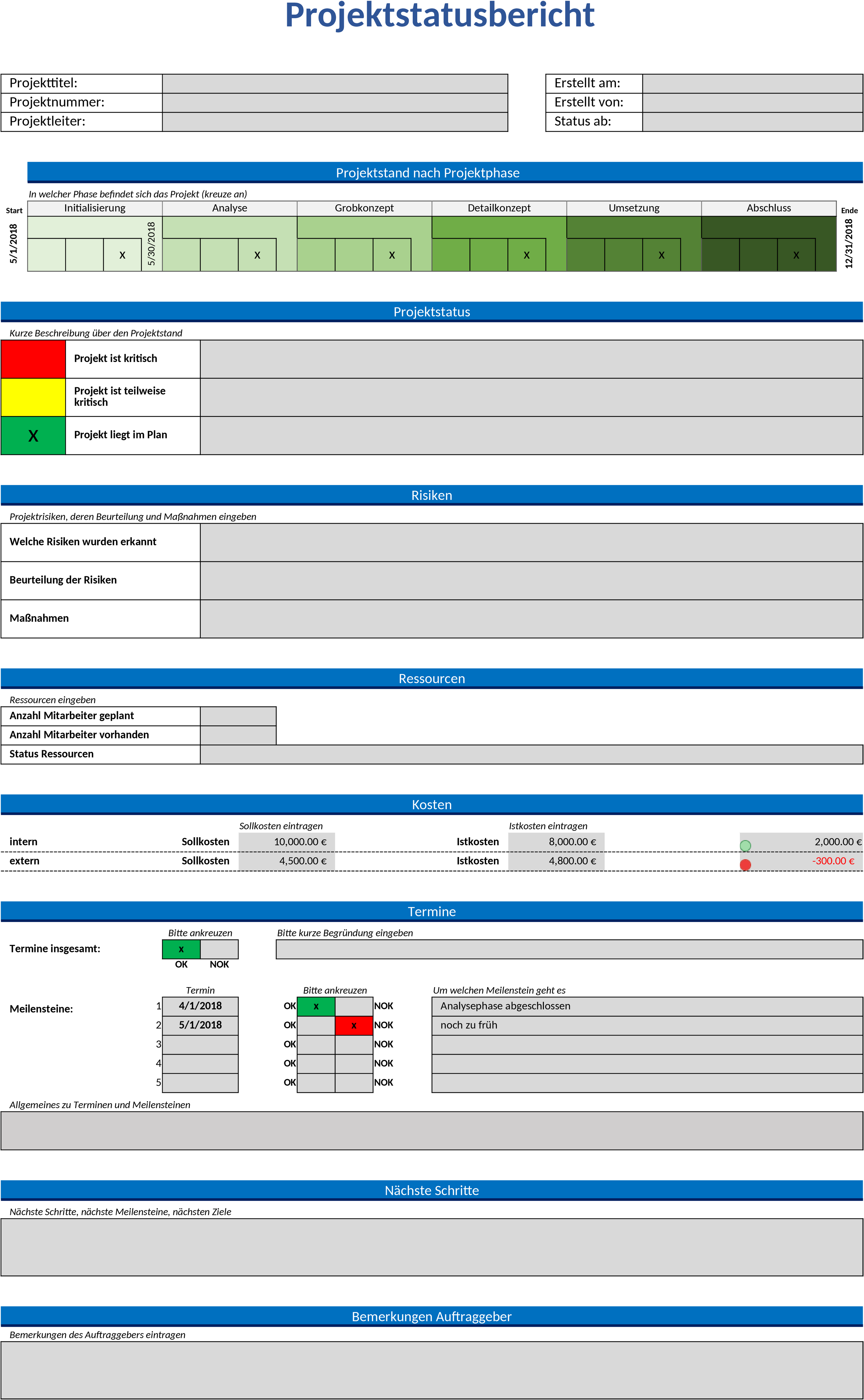Projektstatus Excel-Vorlage zur effektiven Projektverfolgung
