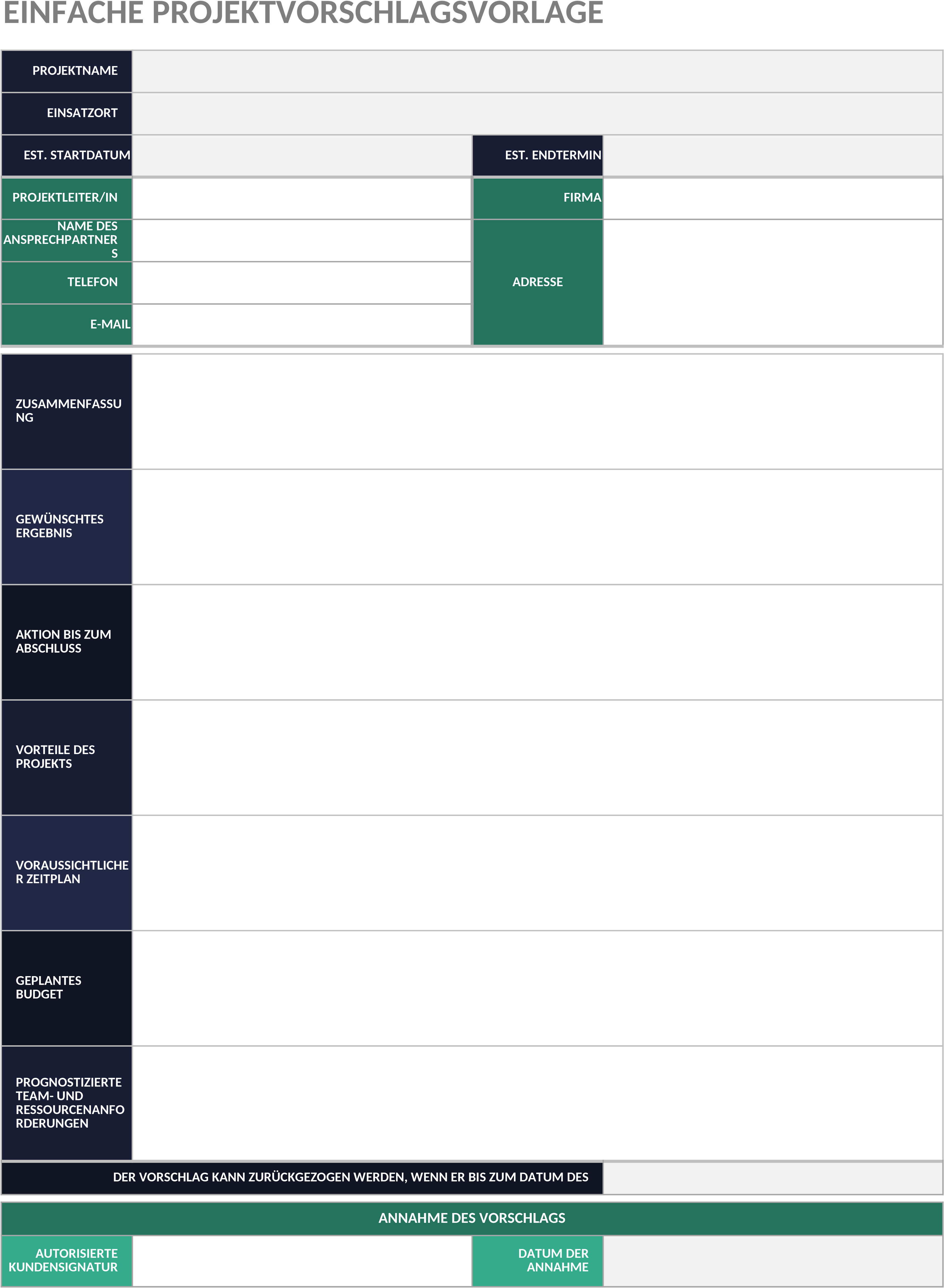 Excel-Vorlage für Projektvorschläge: Strukturierte Planung leicht gemacht