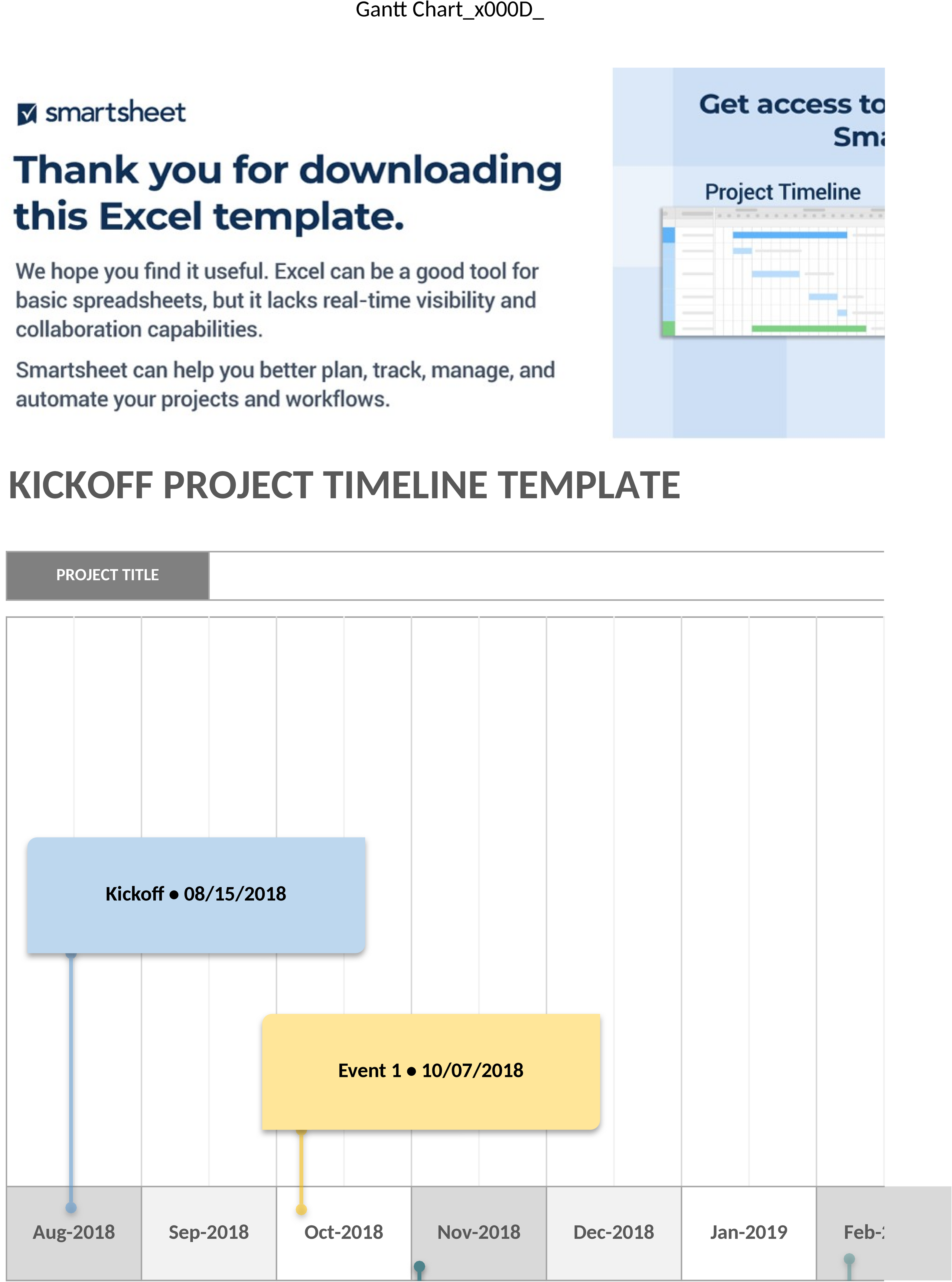 Excel-Vorlage für Projektzeitpläne: Kickoff-Project-Timeline