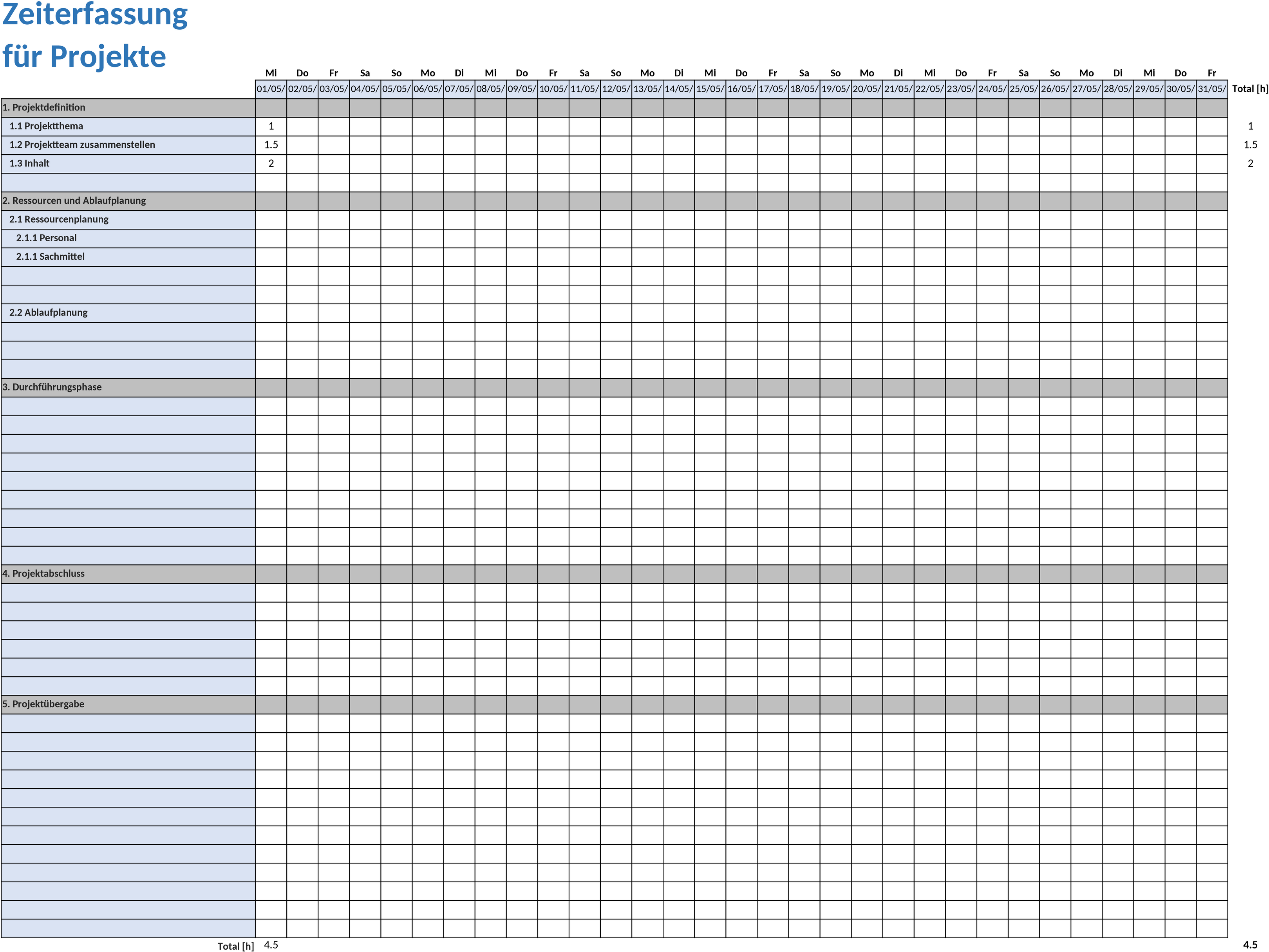 Excel-Vorlage zur Projektzeitplanung