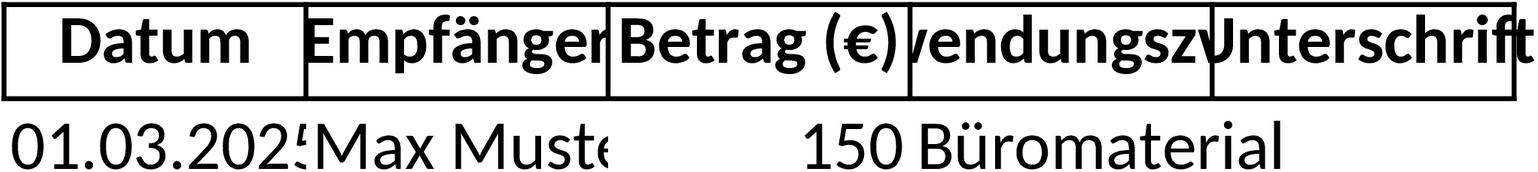 Excel-Vorlage für Quittungen und Belege