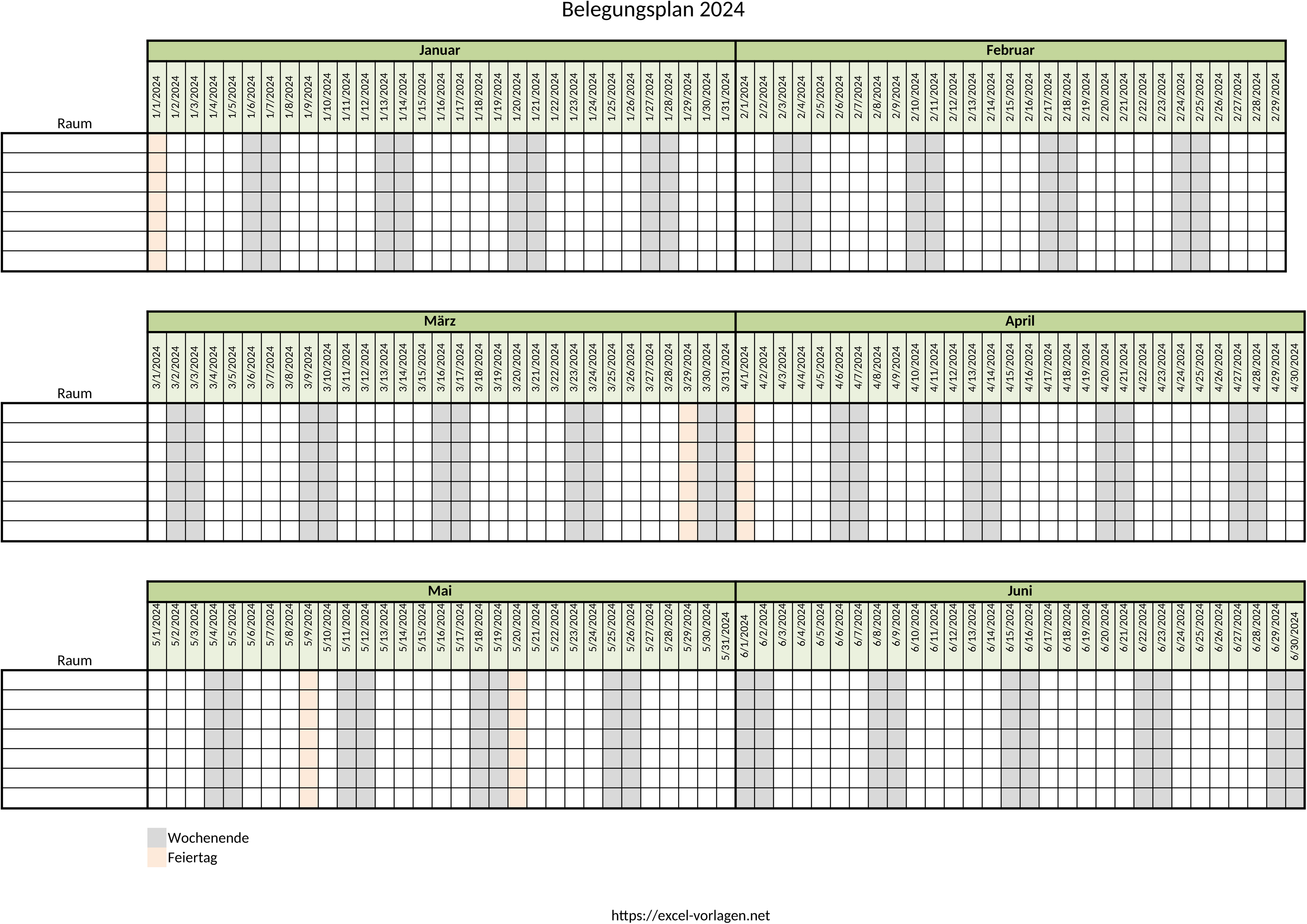 Excel-Vorlage Raumbelegungsplan 2024