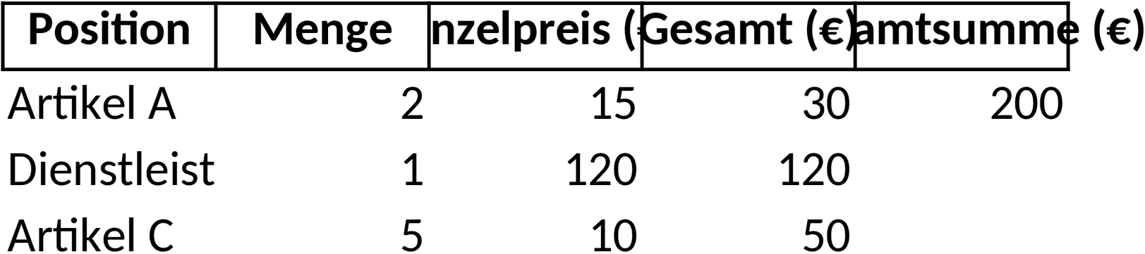 Rechnungsvorlage für Kleinunternehmer im Excel-Format
