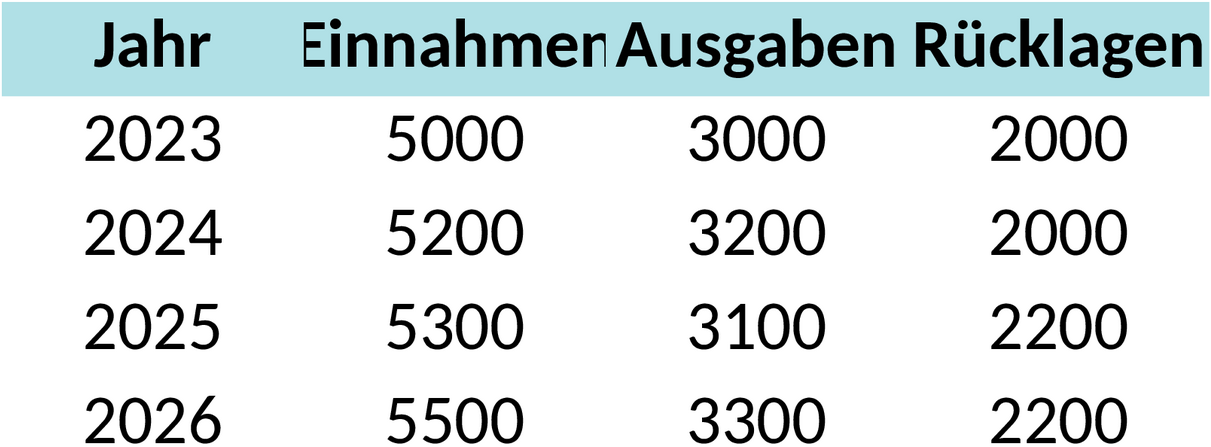 Rücklagen Excel-Datei zur Finanzplanung