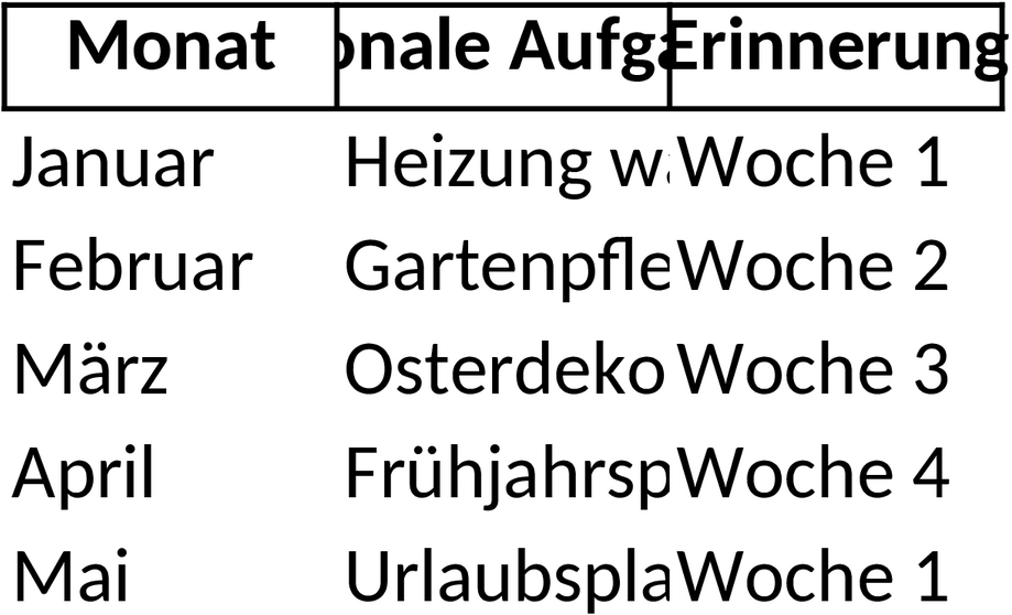 Excel-Vorlage für Saisonalen Familienkalender