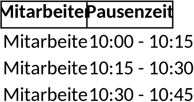 Excel-Vorlage für Schul-Pausenplan
